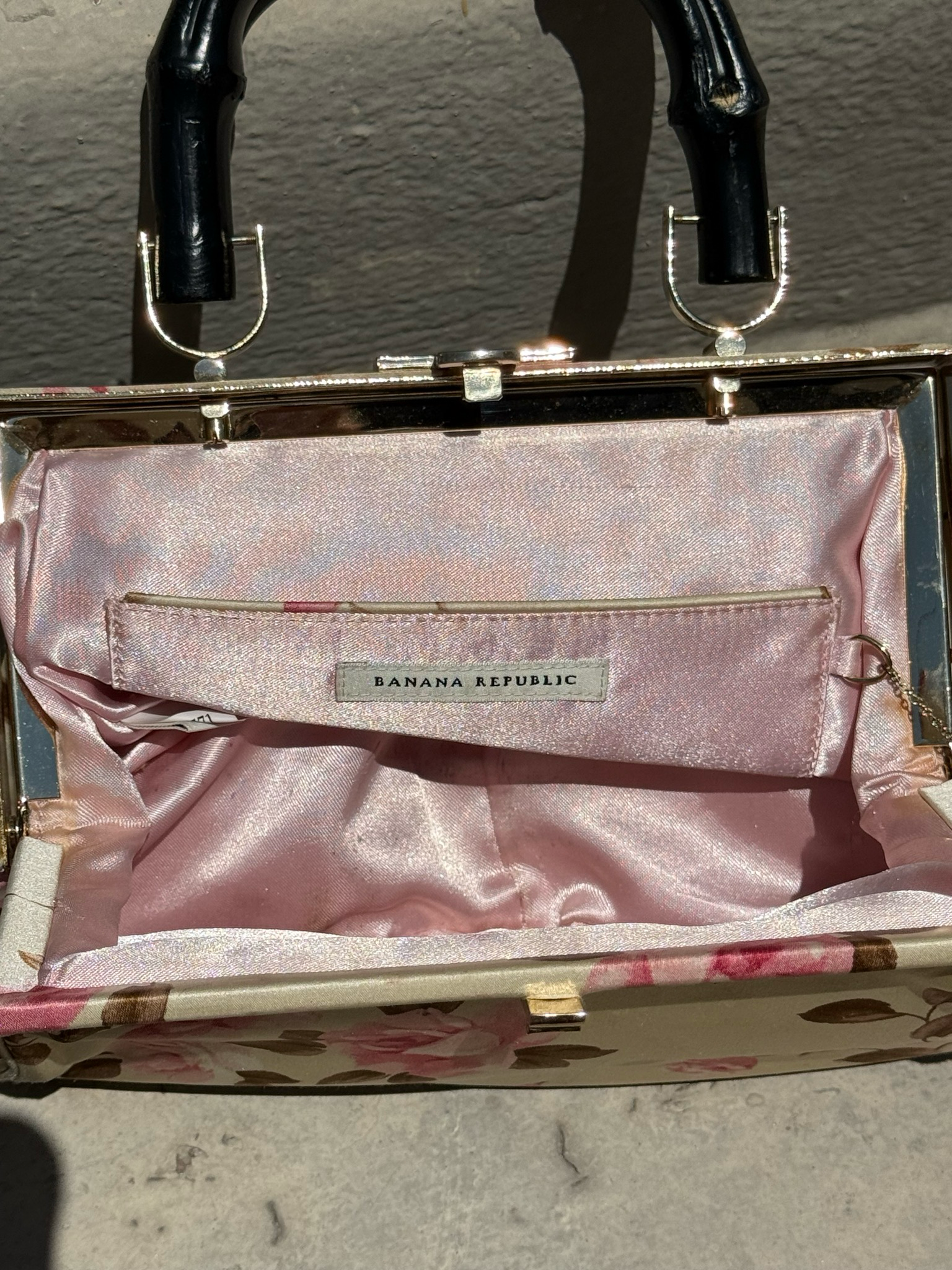 banana republic floral satin handbag