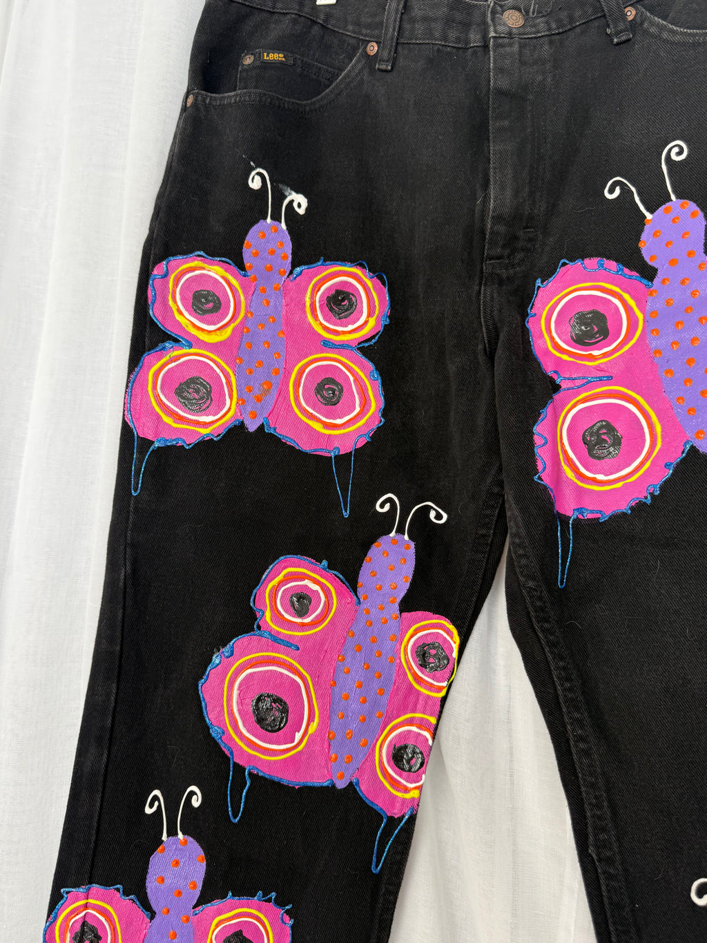 hand painted butterfly jeans (38")