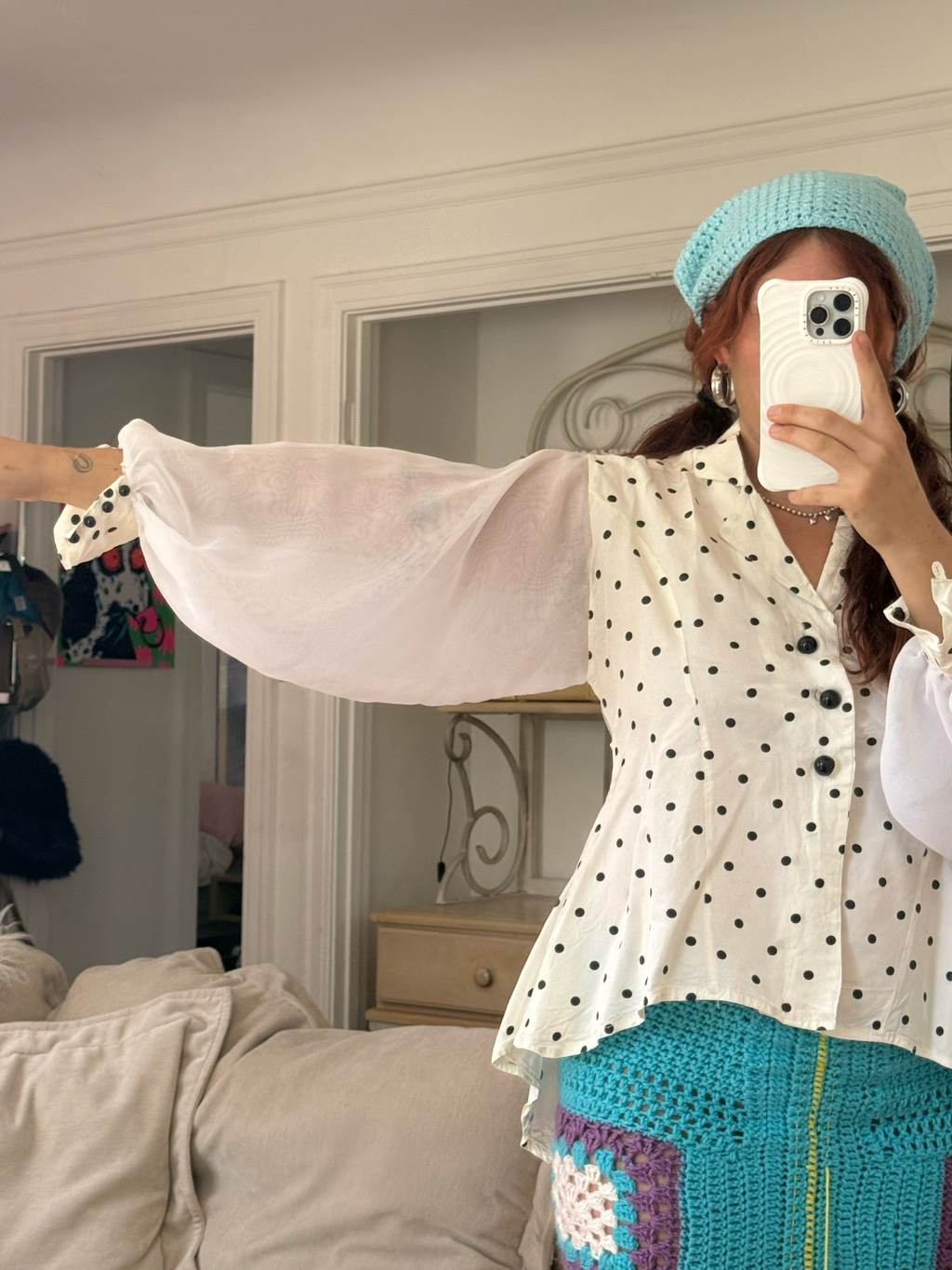 80’s polka dot blouse