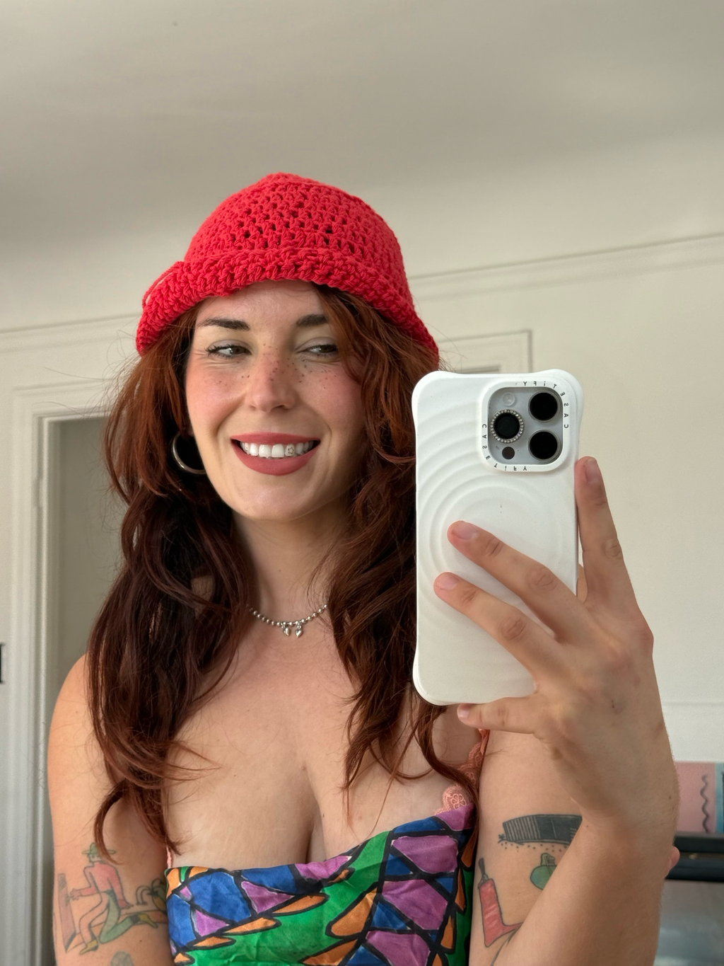 red knit beanie