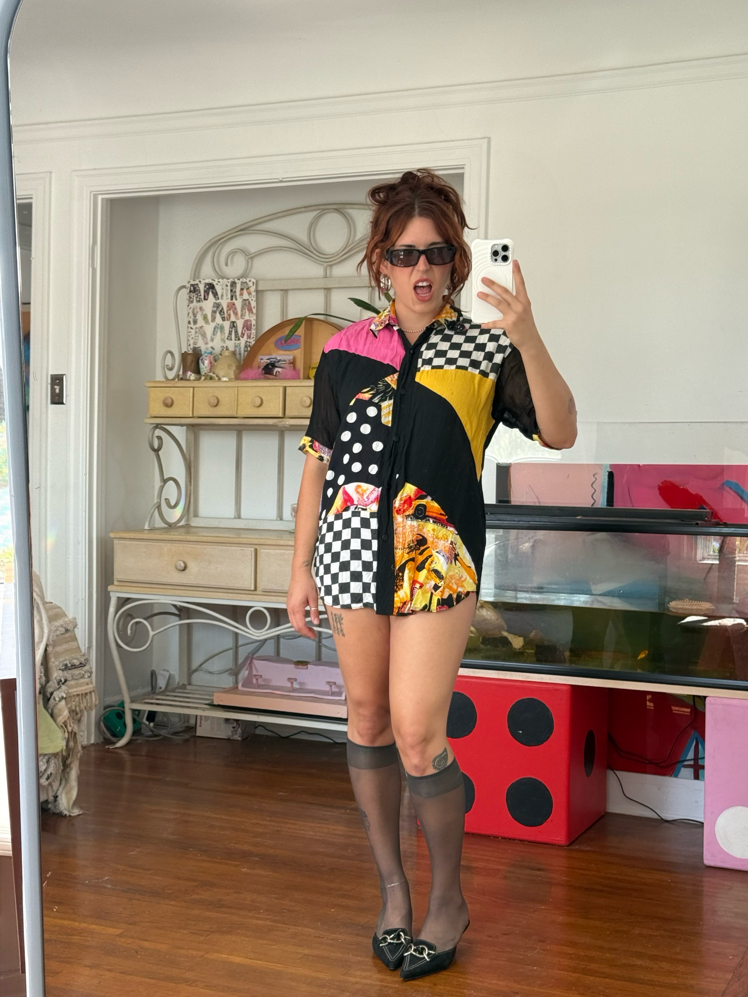 vintage blouse with mesh sleeves