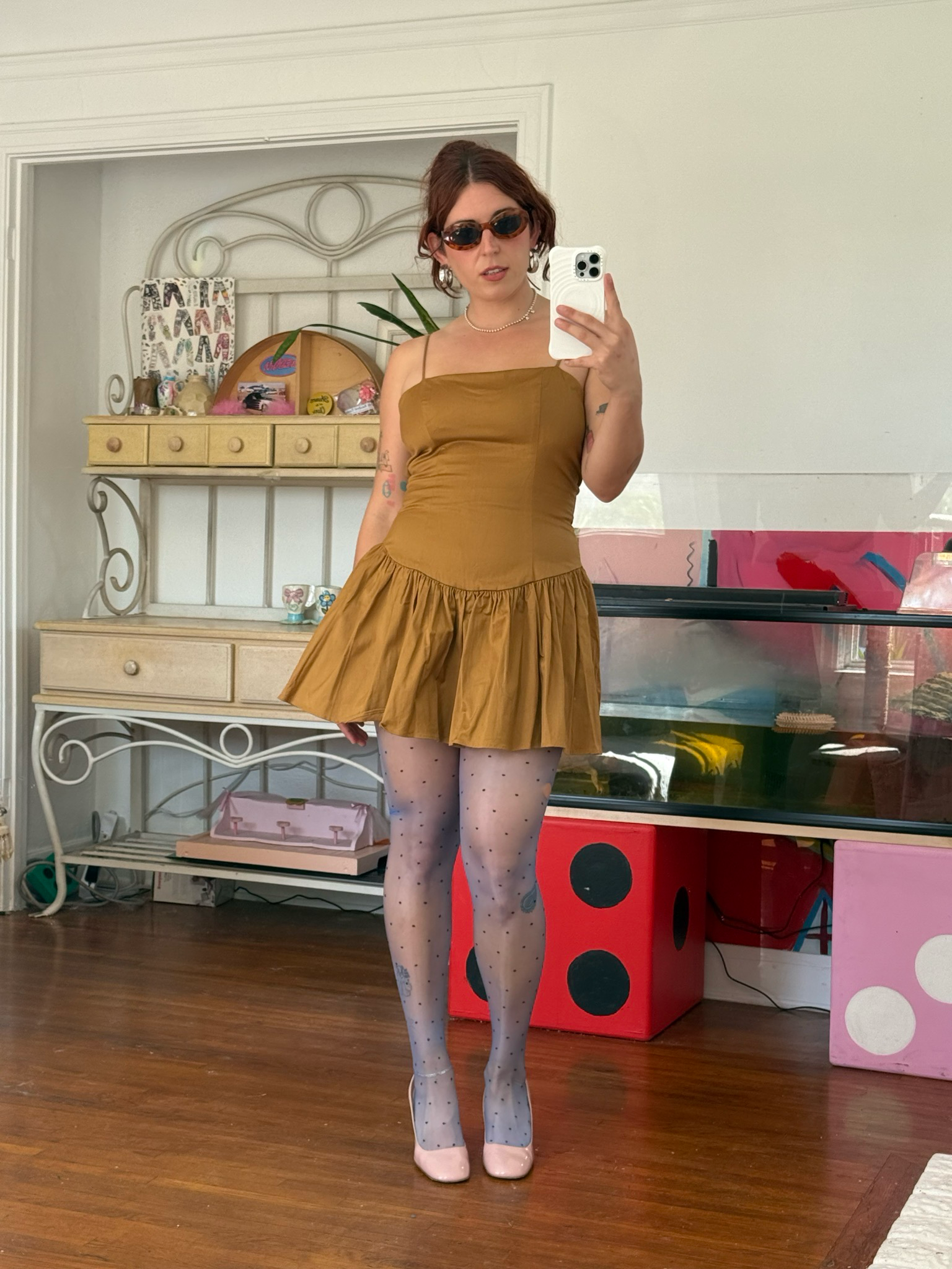 anthro drop waist mini dress