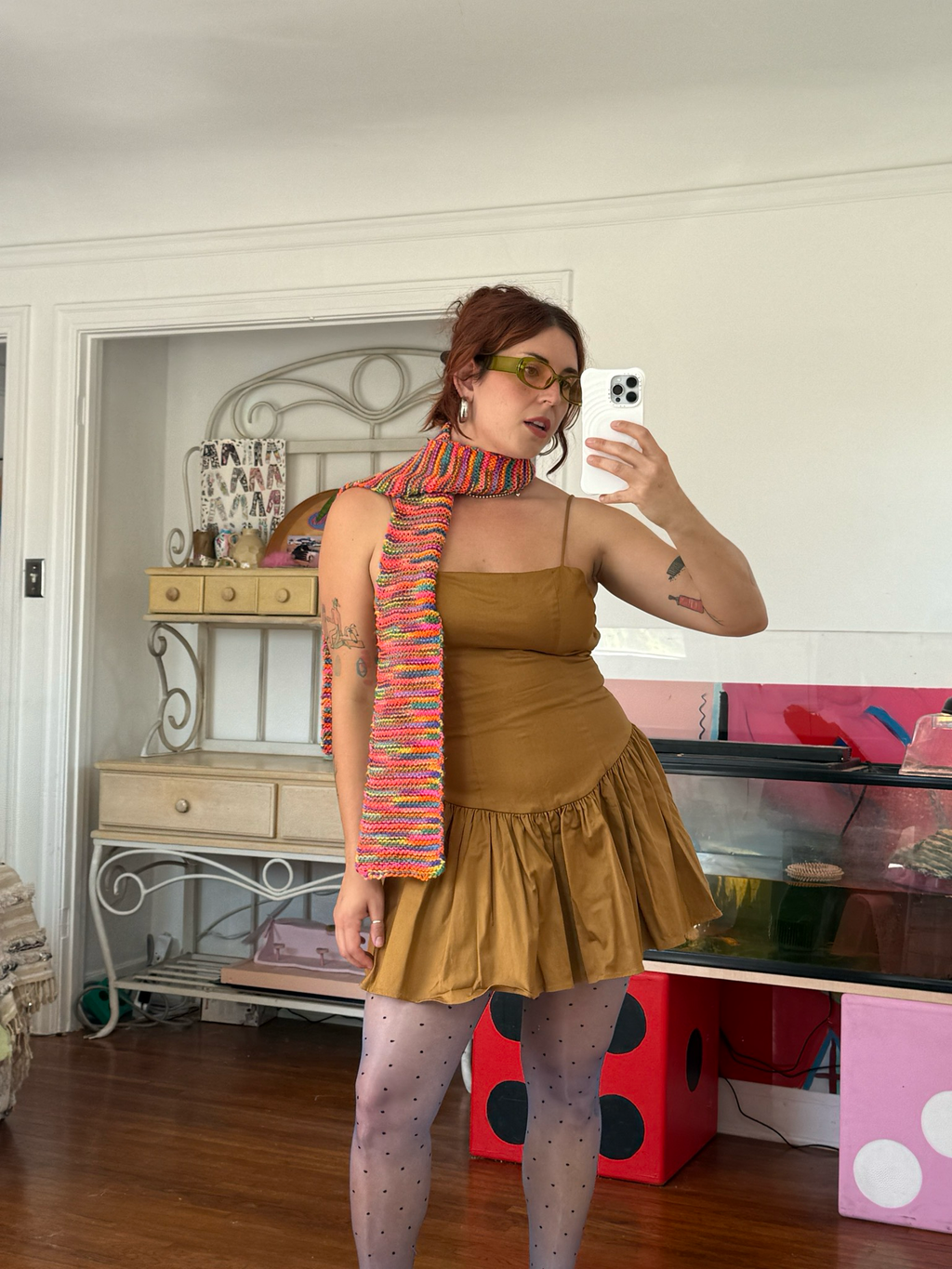 skinny rainbow scarf