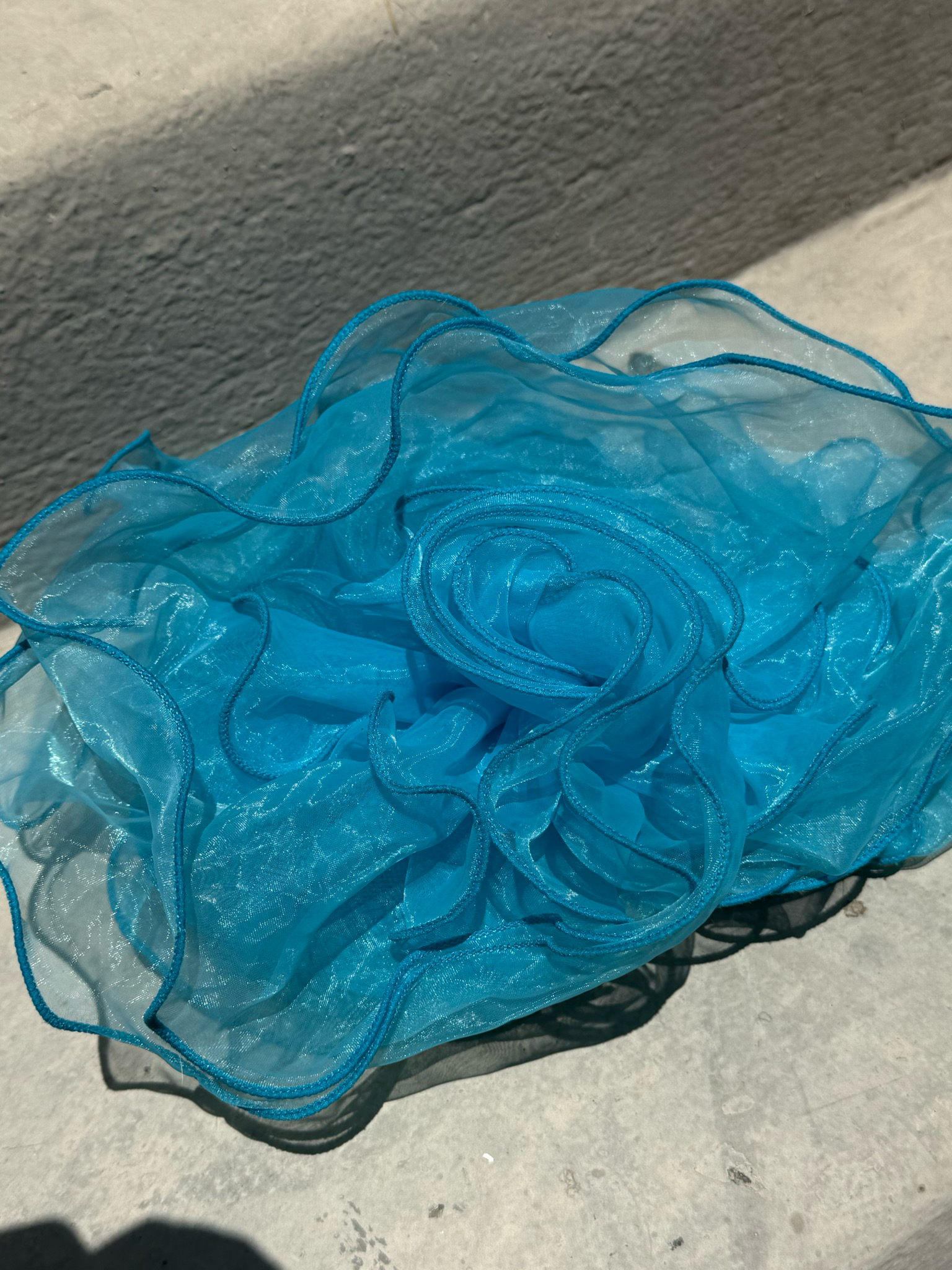 blue organza headband