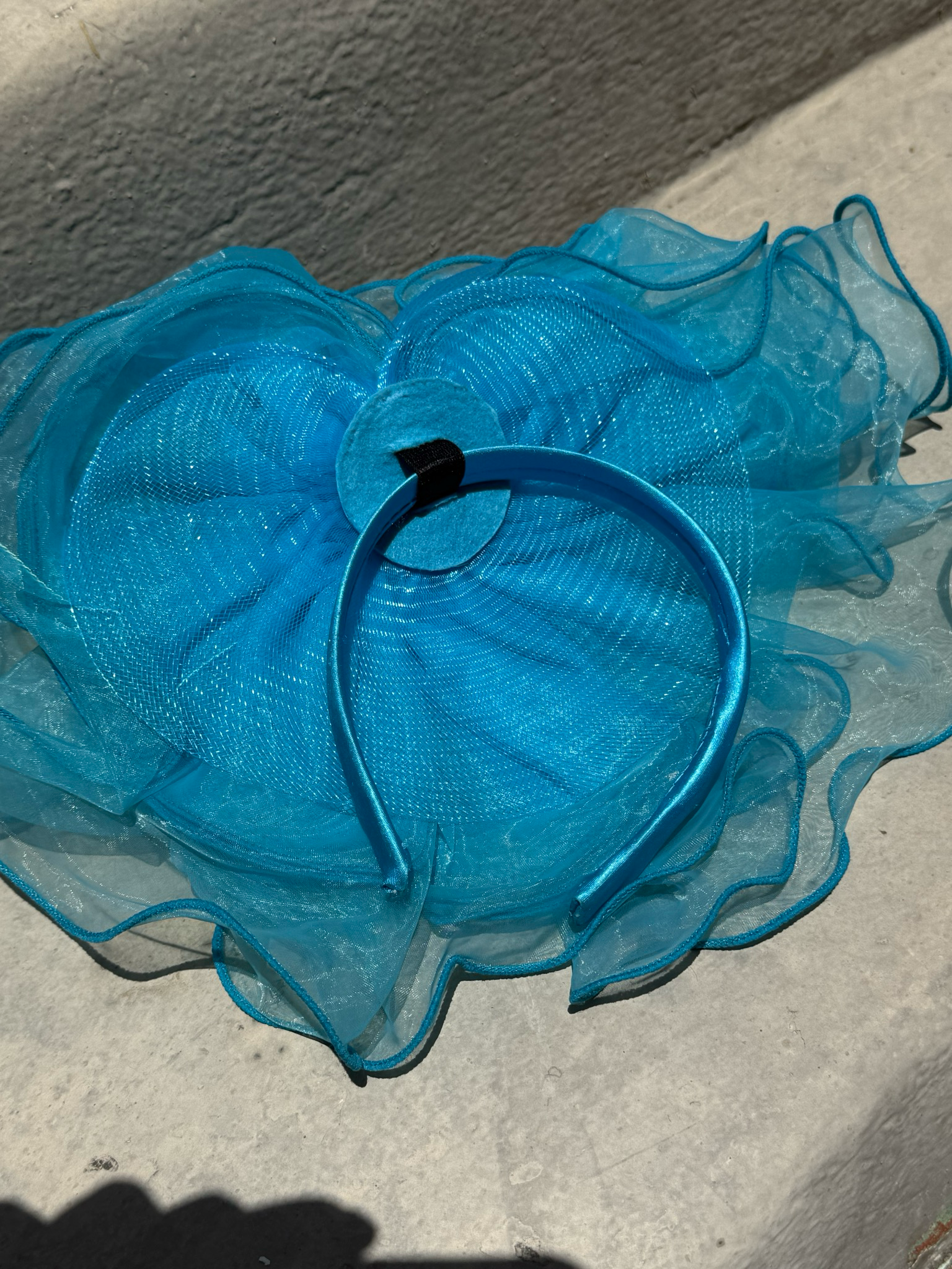 blue organza headband