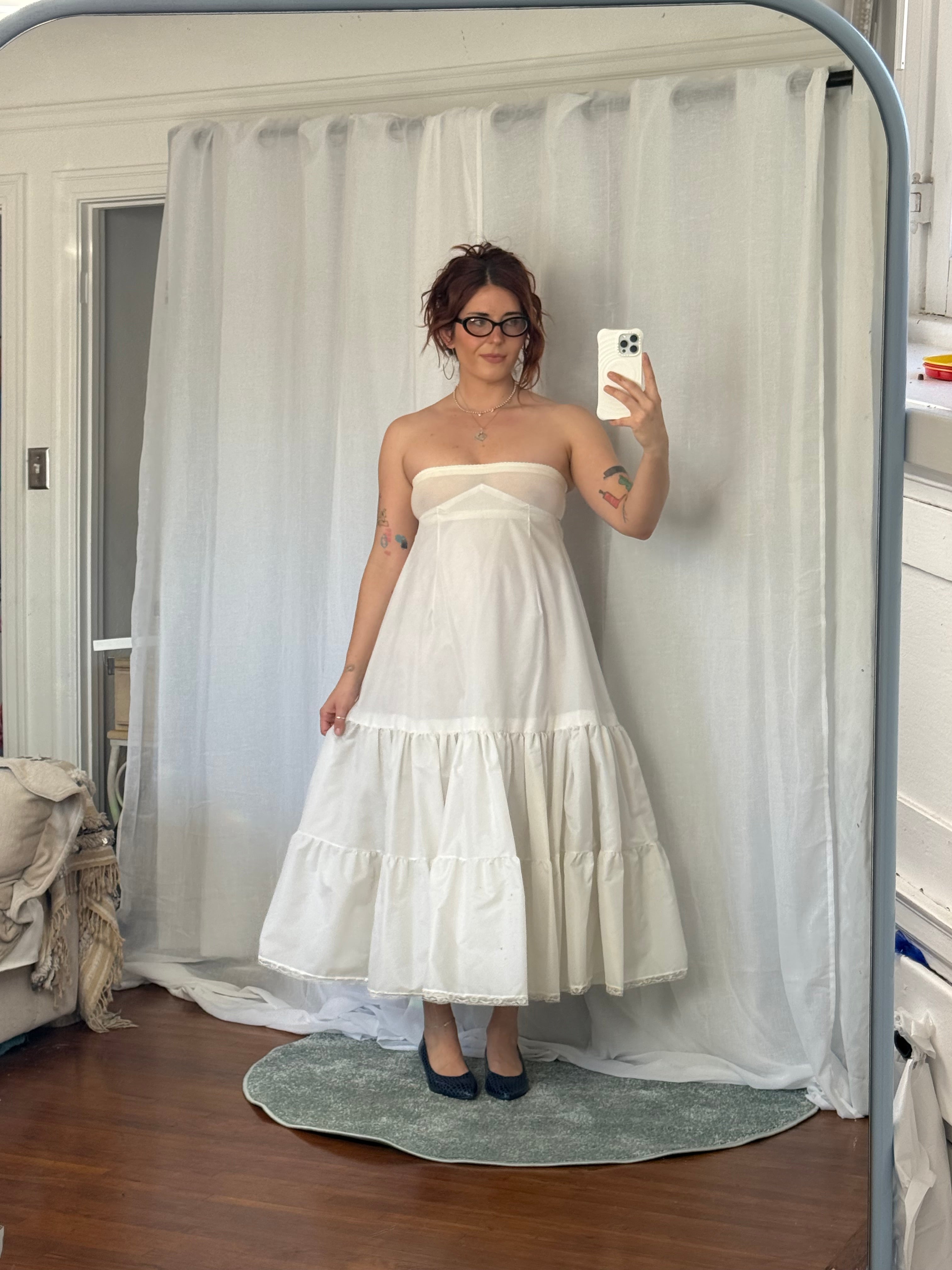 𓆩♡𓆪 vintage ivory tiered slip skirt 𓆩♡𓆪