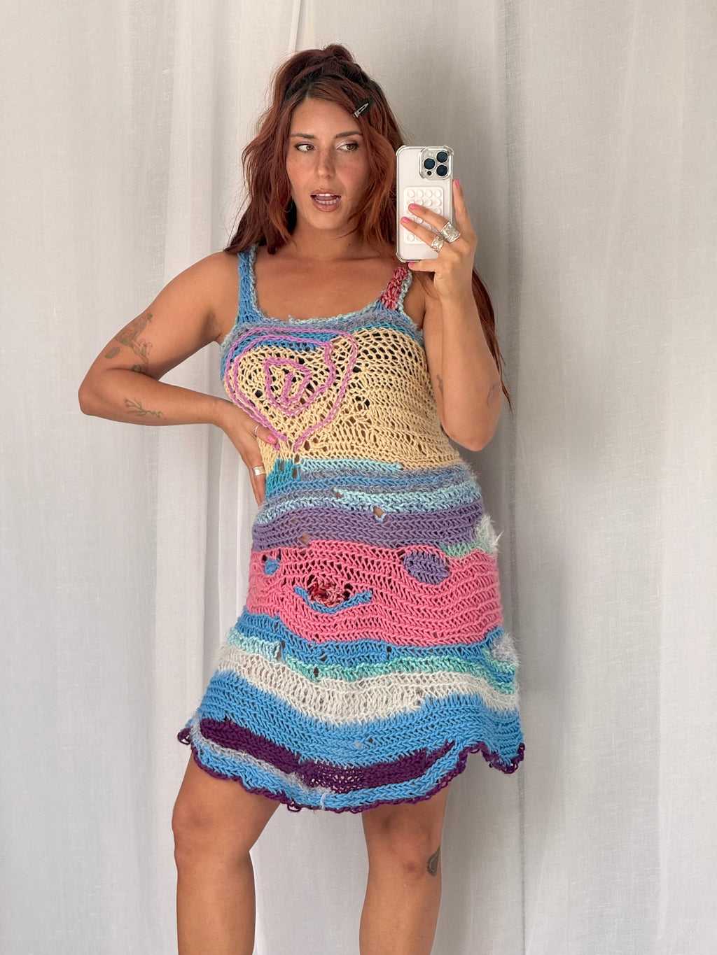 ♡ handmade recycled cotton crochet patchwork dress ♡