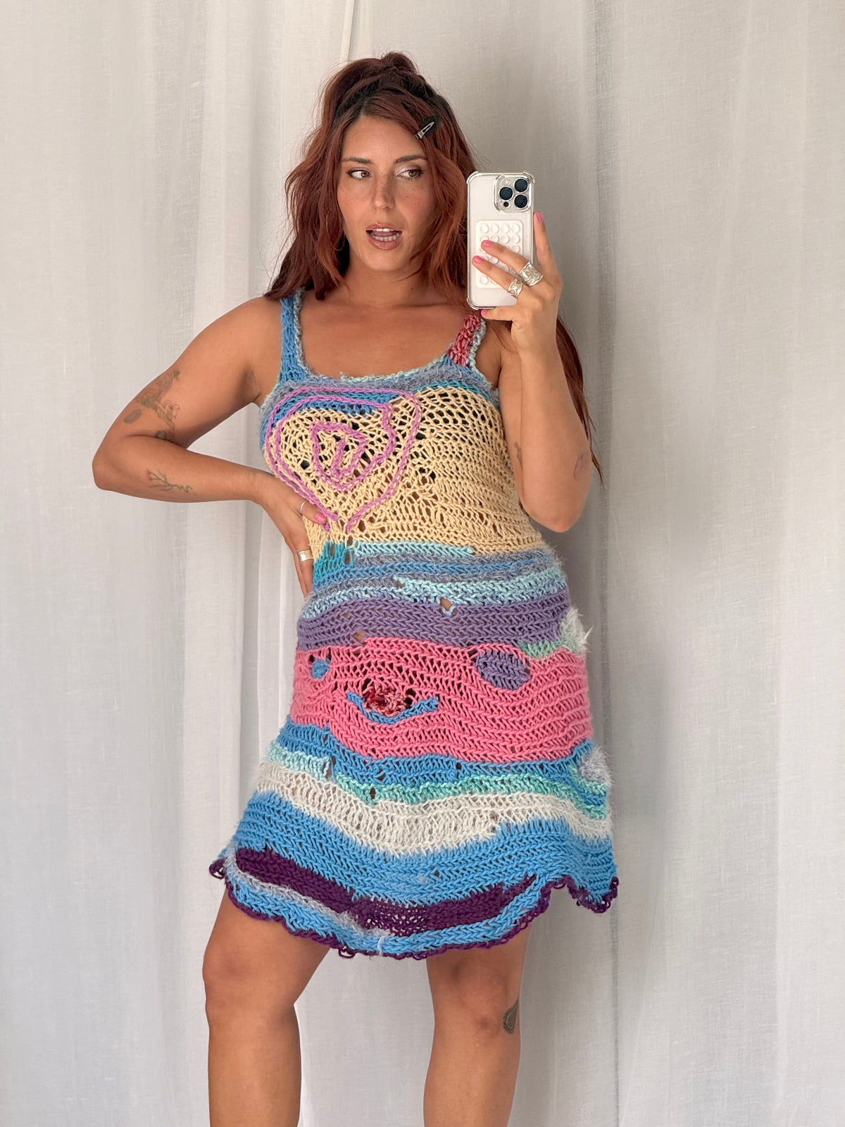 ♡ handmade recycled cotton crochet patchwork dress ♡