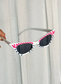 ⋆｡°✩ hand painted y2k rhinestone cat eye sunglasses ✩°｡⋆
