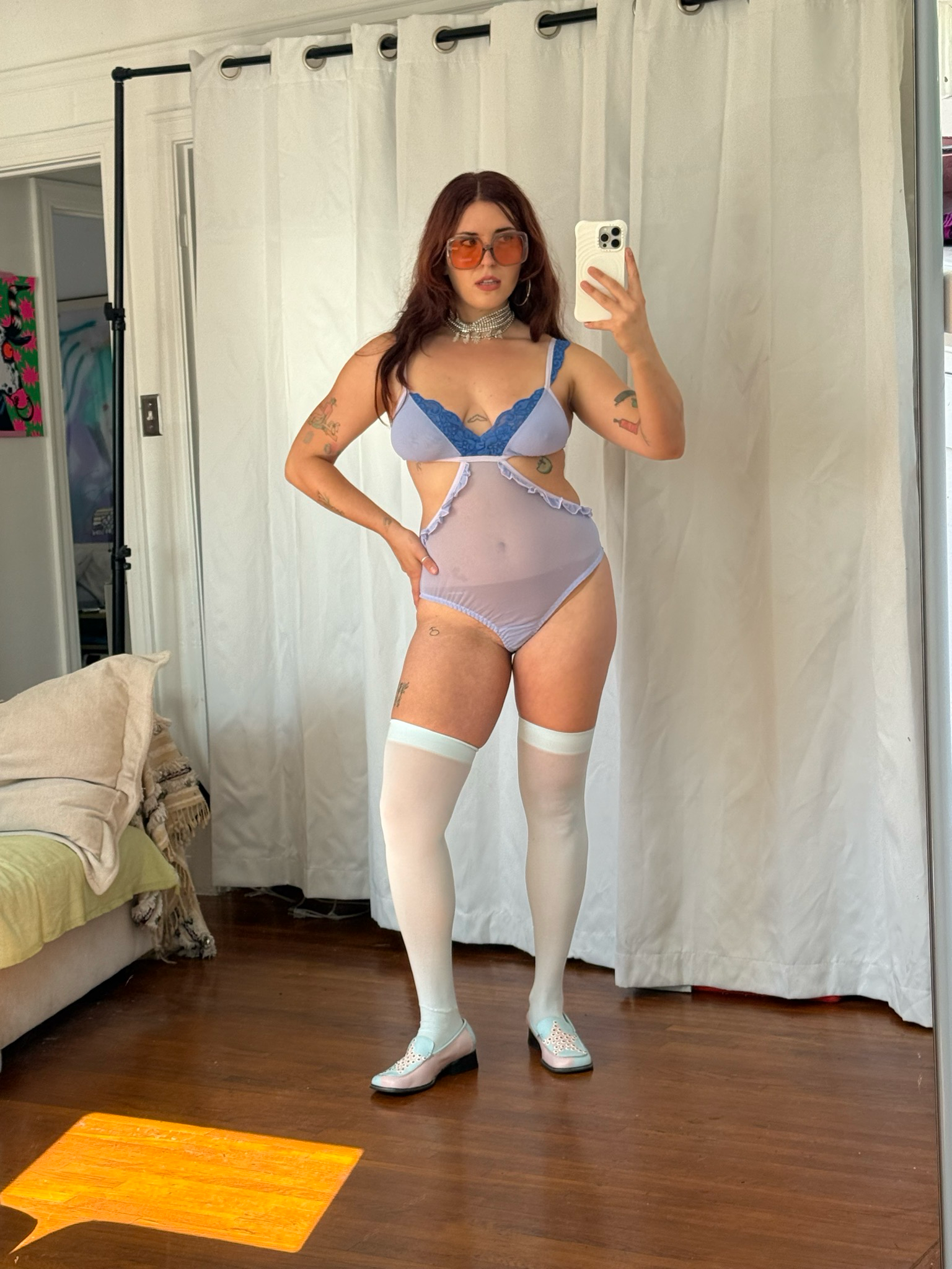 mint sheer thigh highs