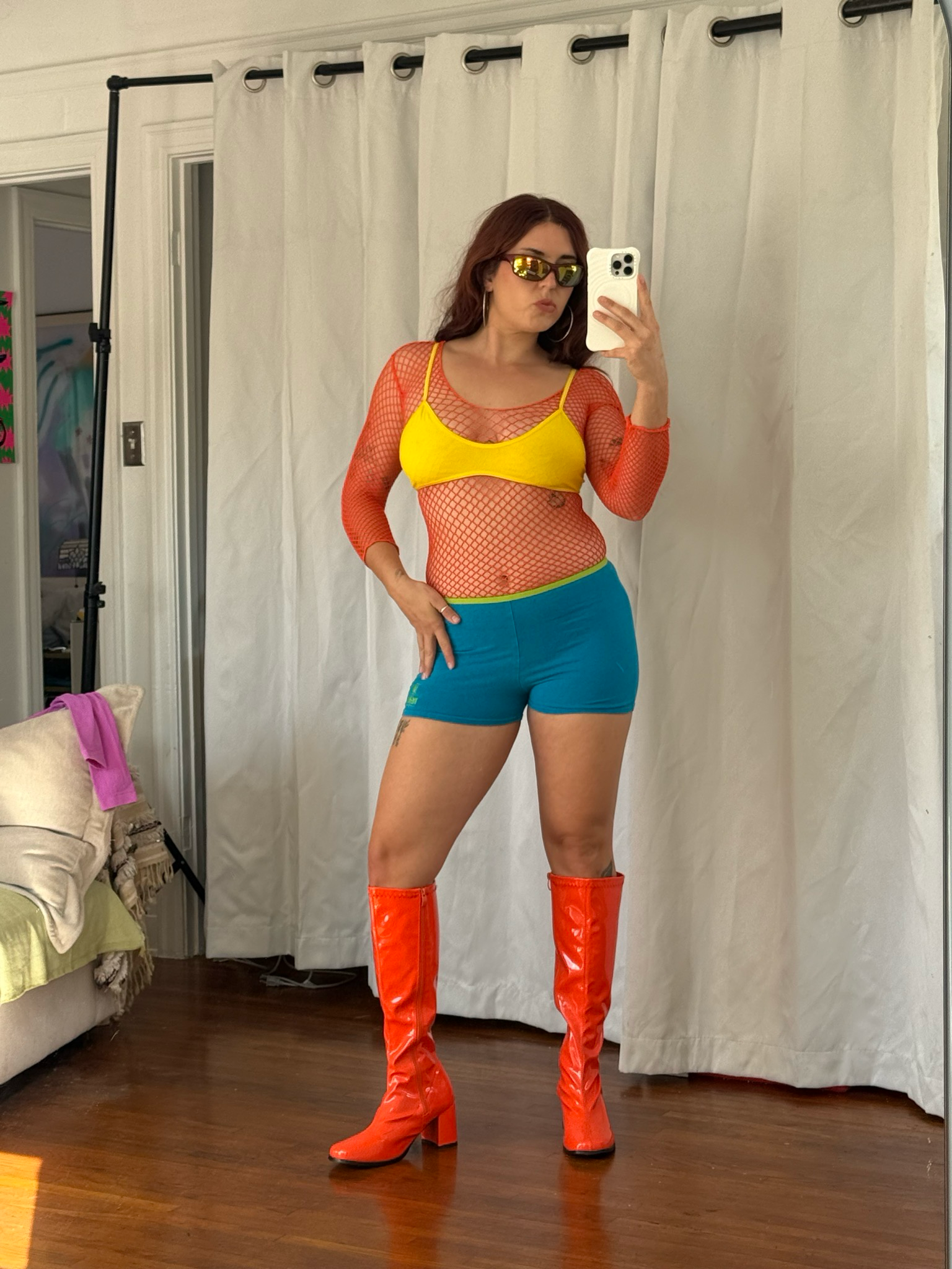 hot orange gogo boots (size 10)