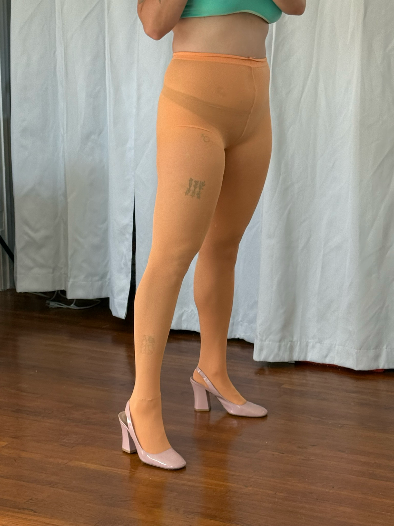 peach sheer tights