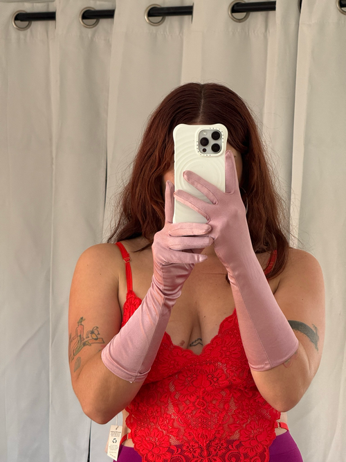 dusty rose gloves