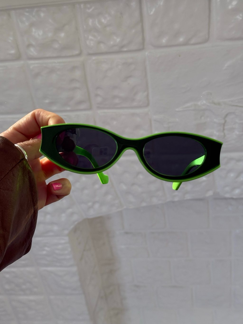⋆｡˚✩ neon green sunglasses