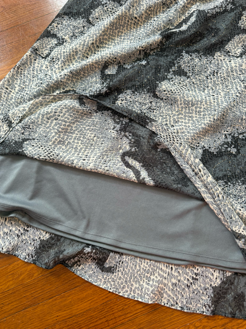 metallic snake midi skirt