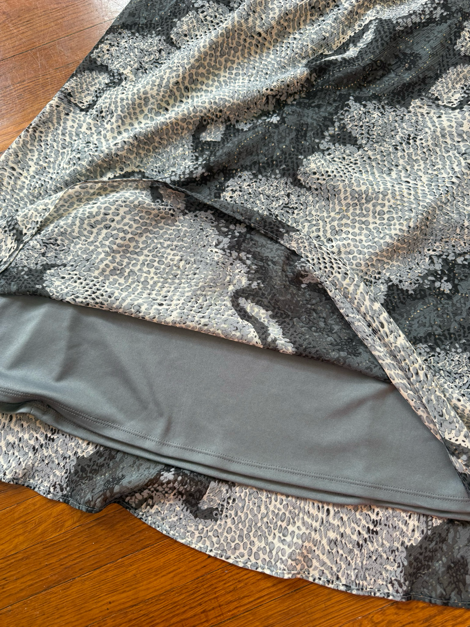 metallic snake midi skirt