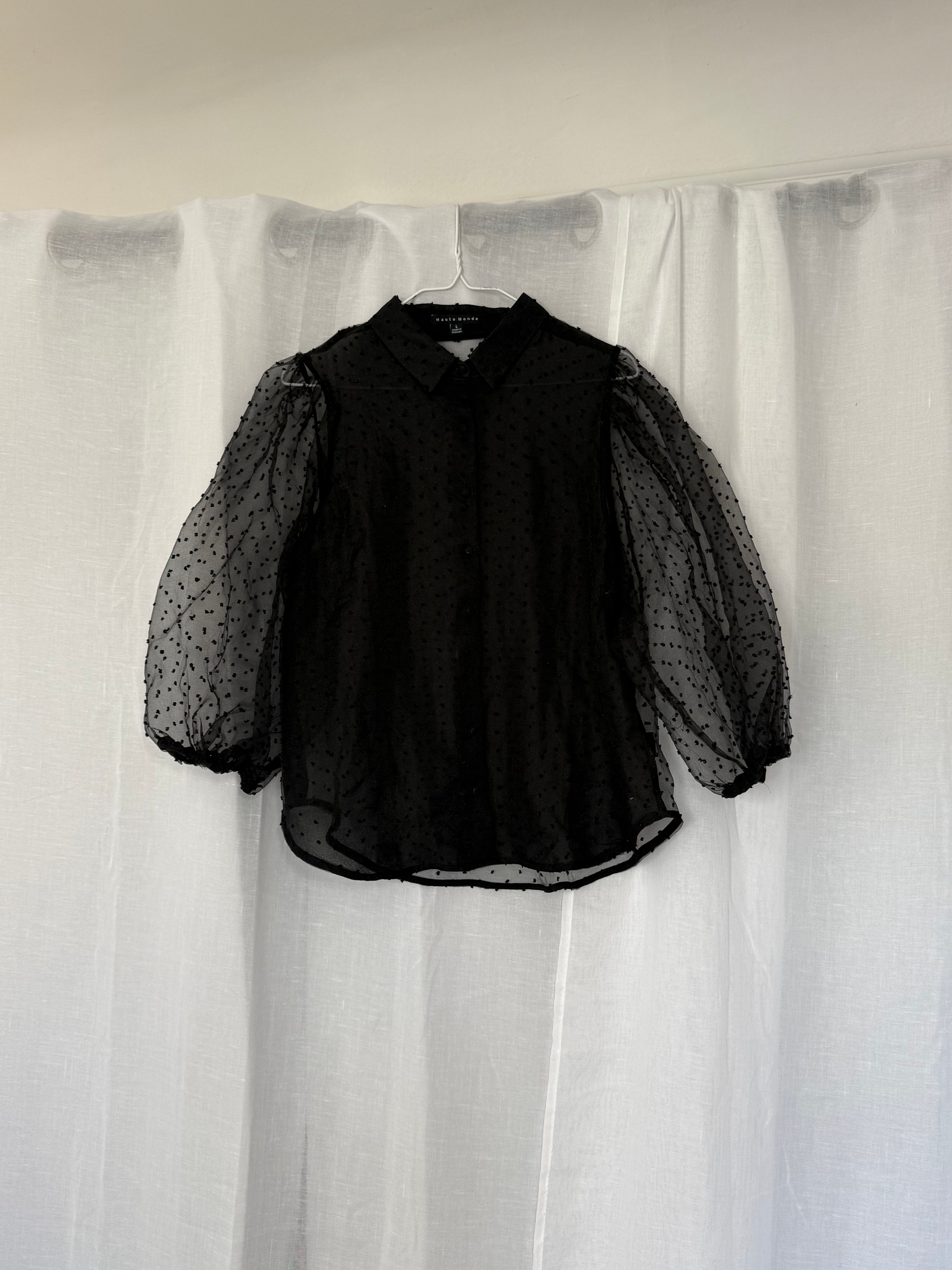✦ black sheer polka dot blouse ✦