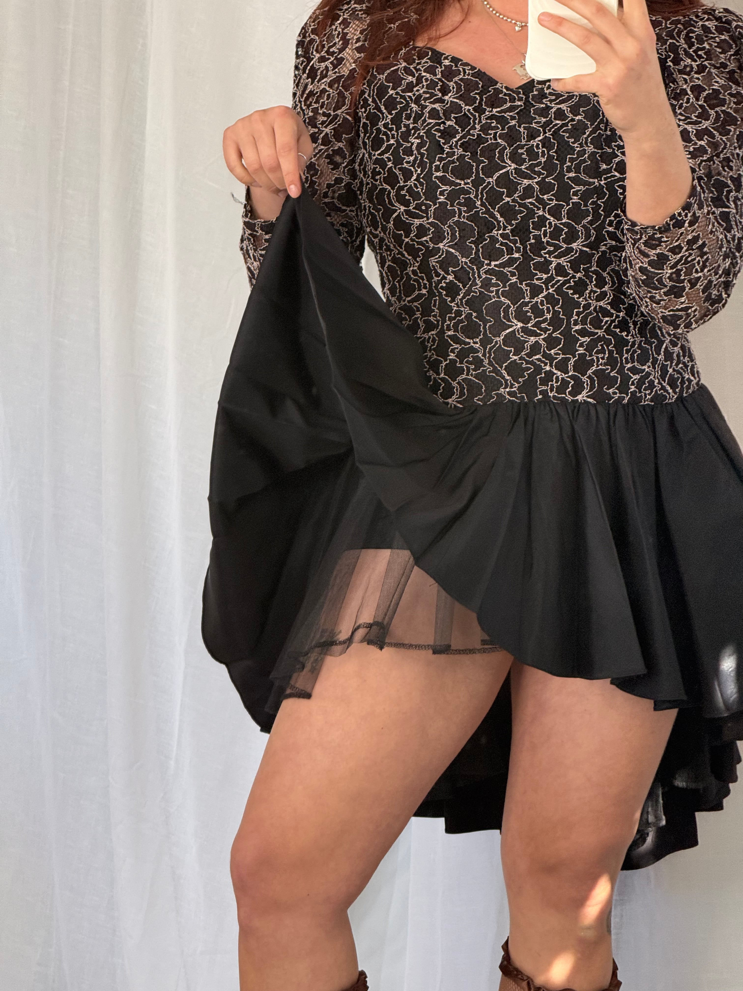 vintage 80s lace high-low tulle party dress