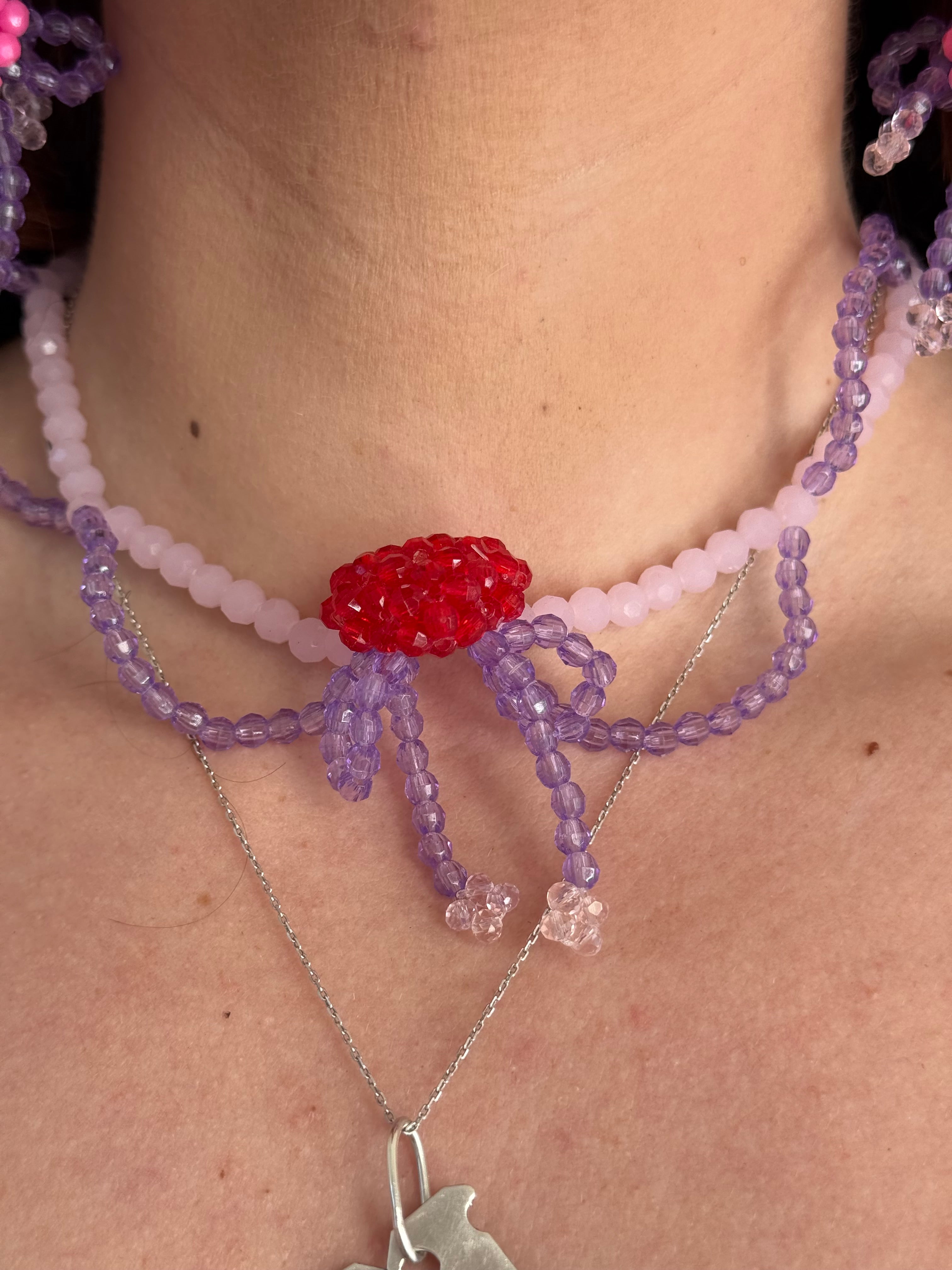 handmade beaded heart choker