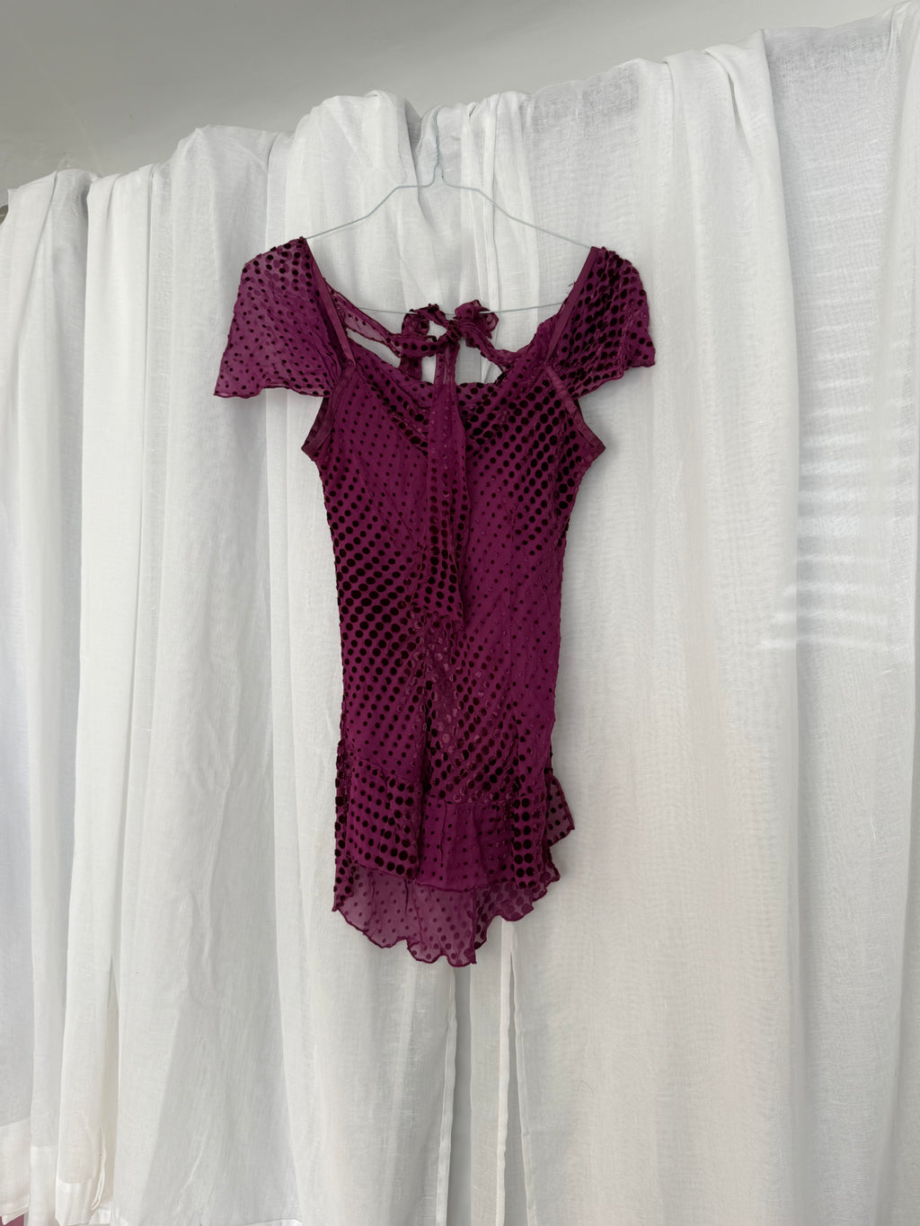 velvet dot mesh fairy tank mini