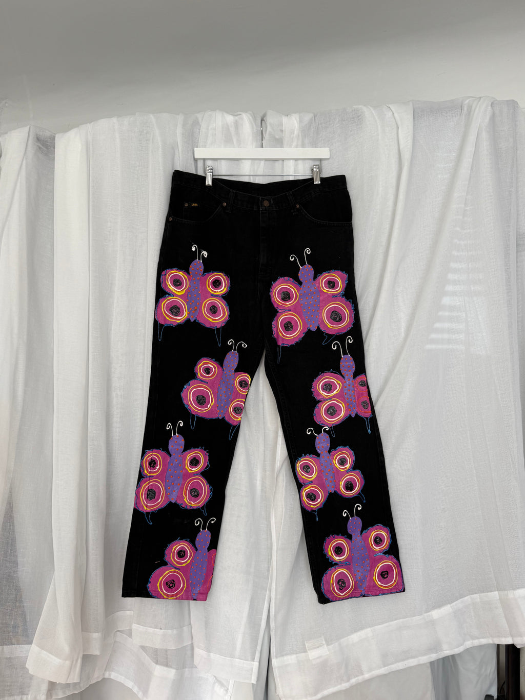 hand painted butterfly jeans (38")