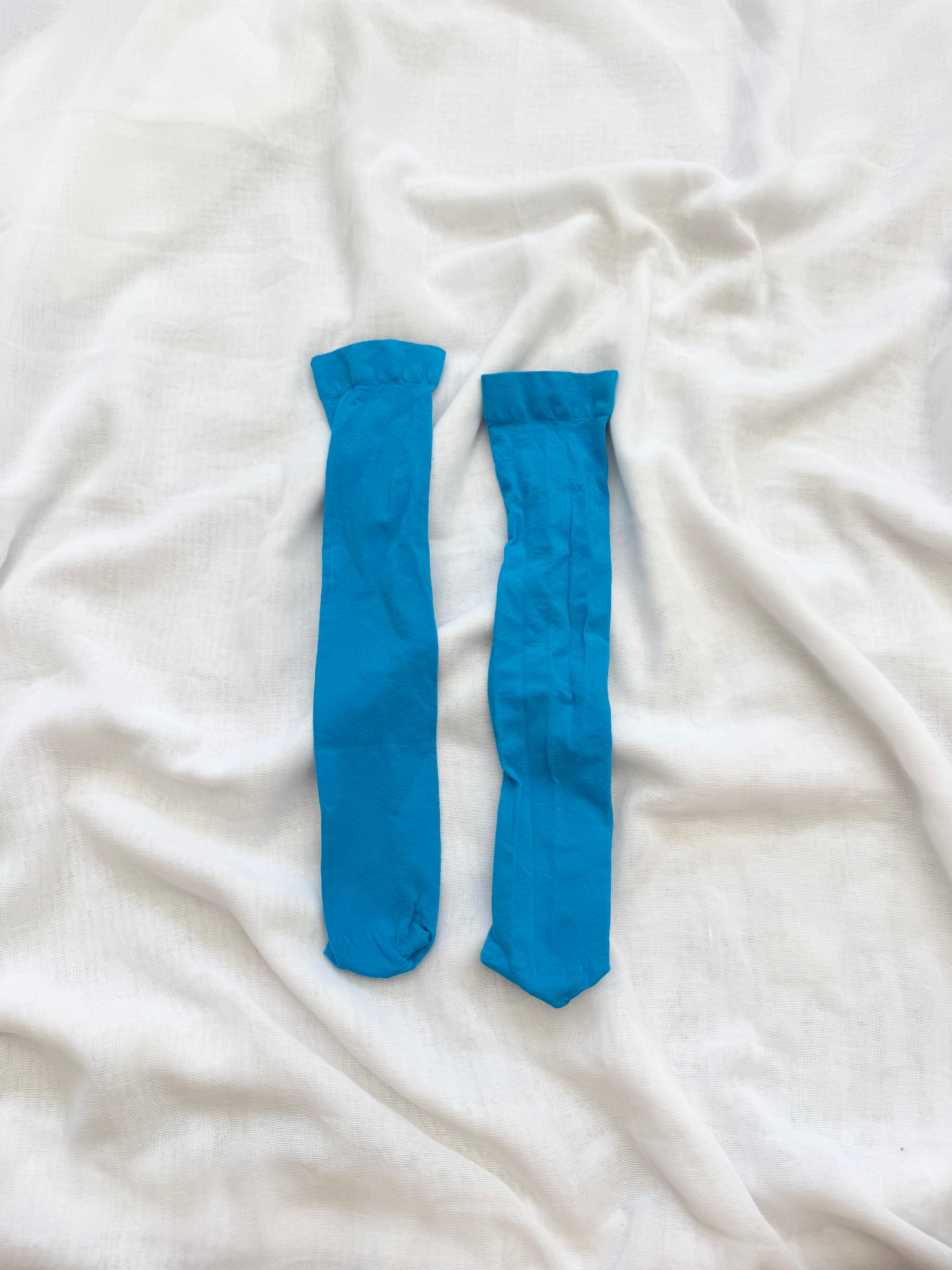 ✿ electric blue knee high socks •