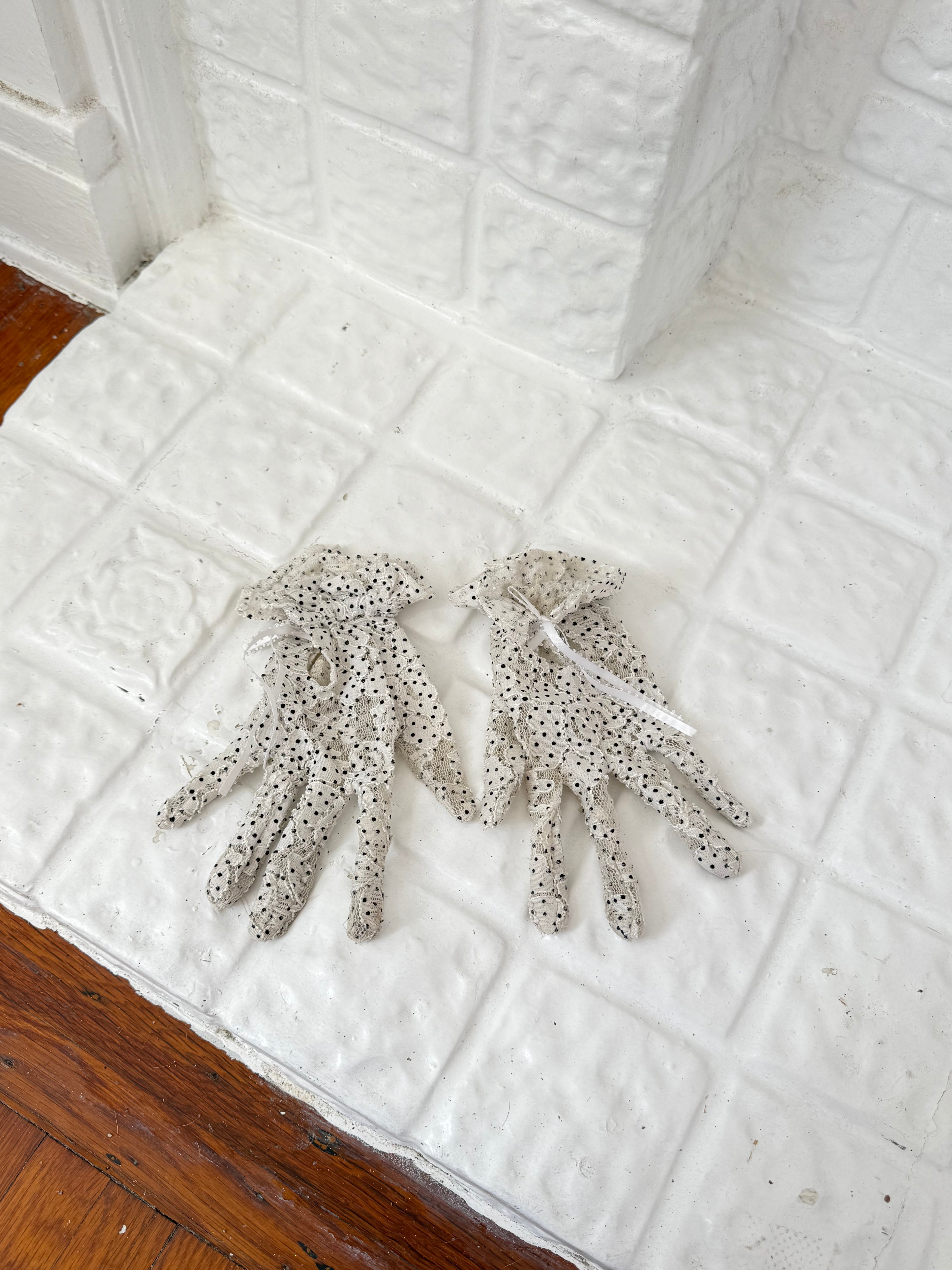 ✿ for love & lemons lace polka dot babydoll dress + gloves ✿