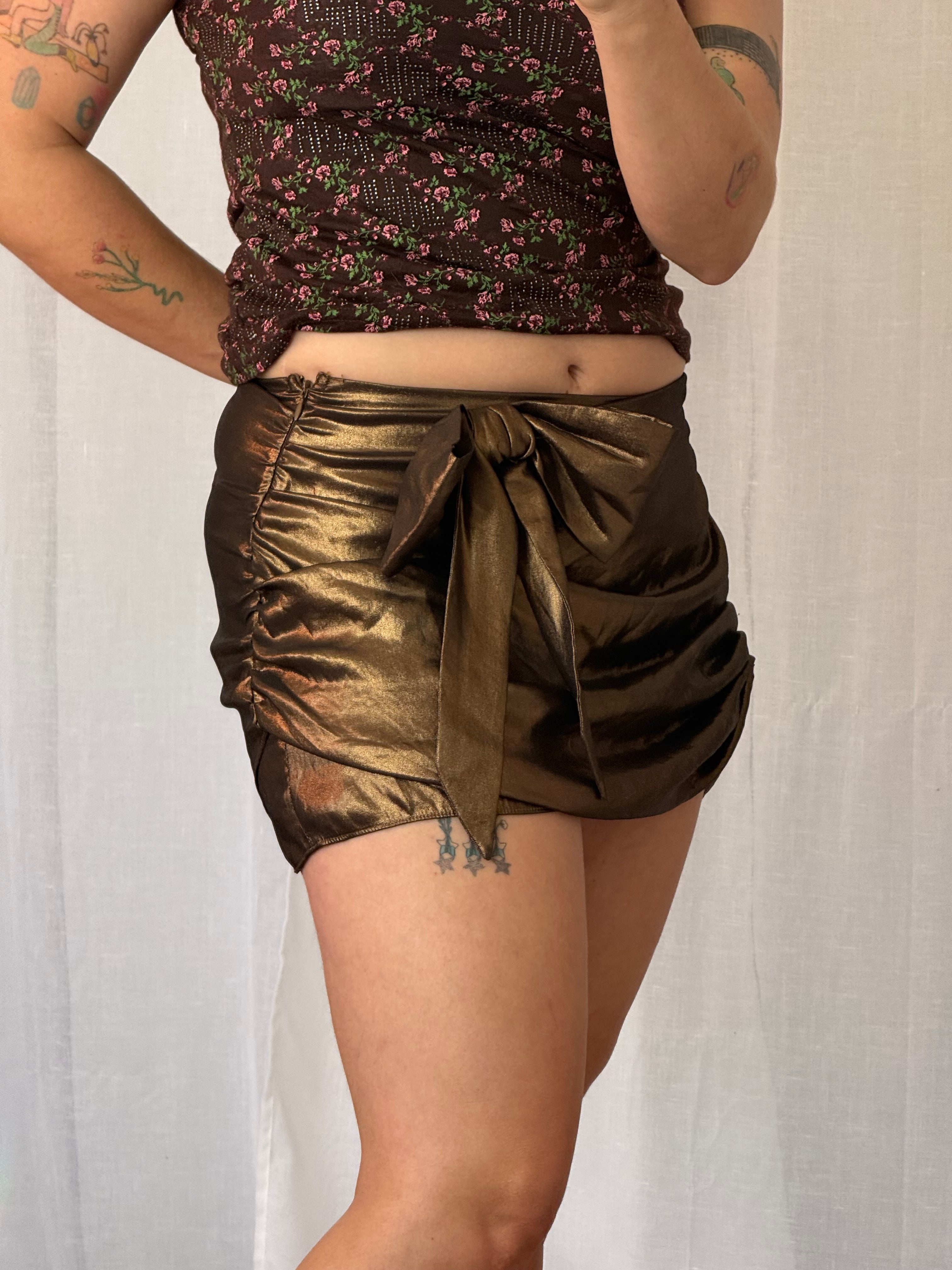 metallic brown mini skirt ✦ - 30”