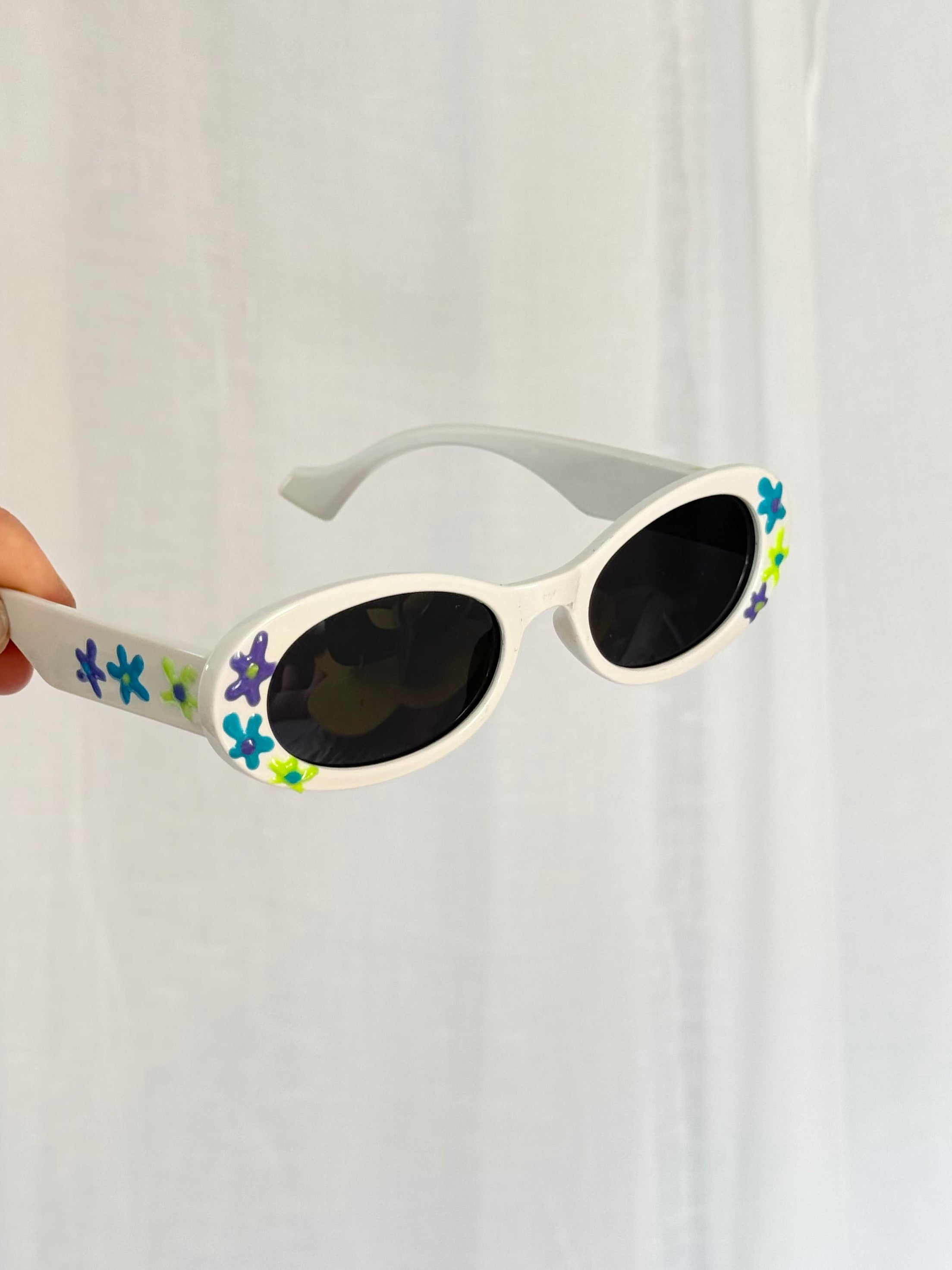 ✿ hand painted flower oval sunglasses ✿
