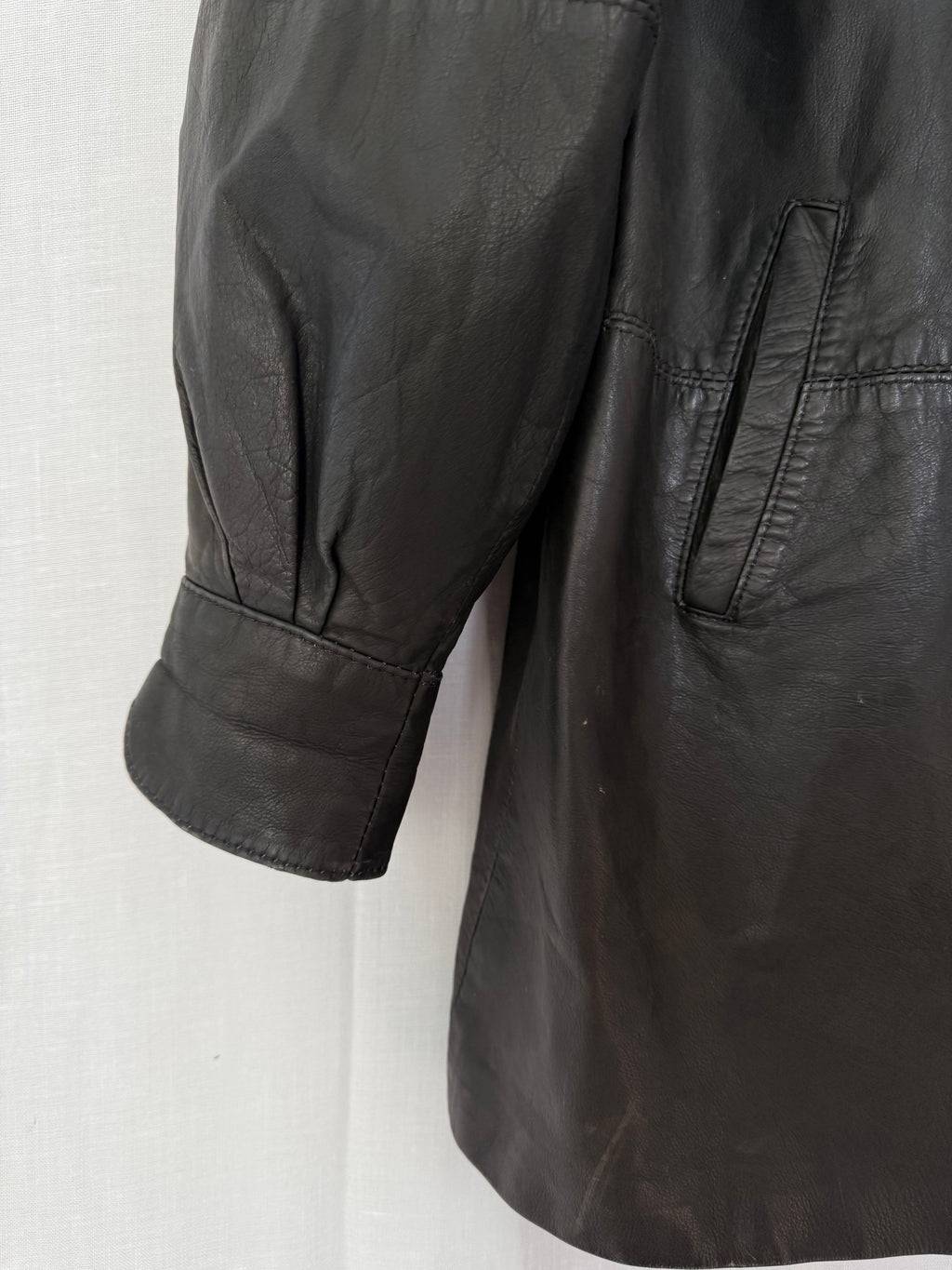 vintage 80s black leather jacket