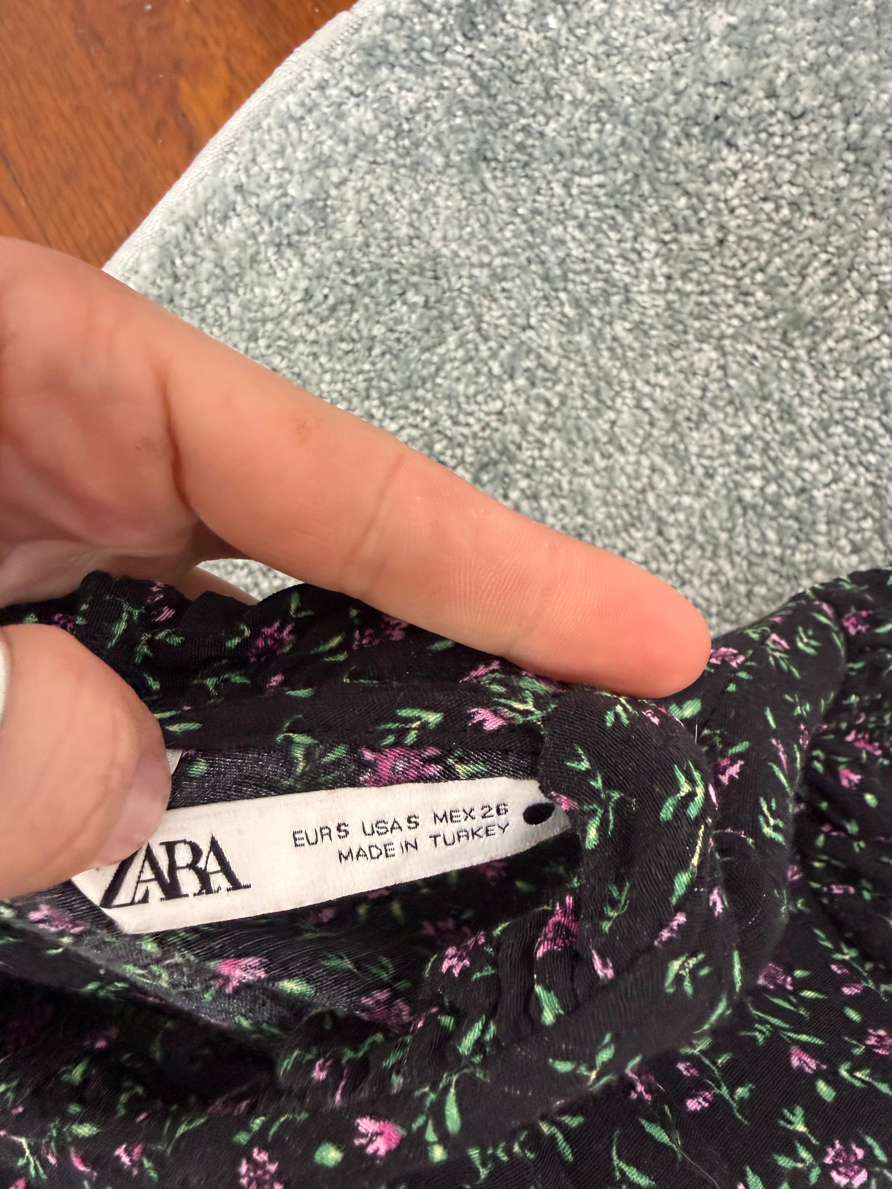 zara black floral babydoll dress ♡