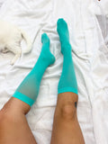 ✿ aqua sheer knee high socks •