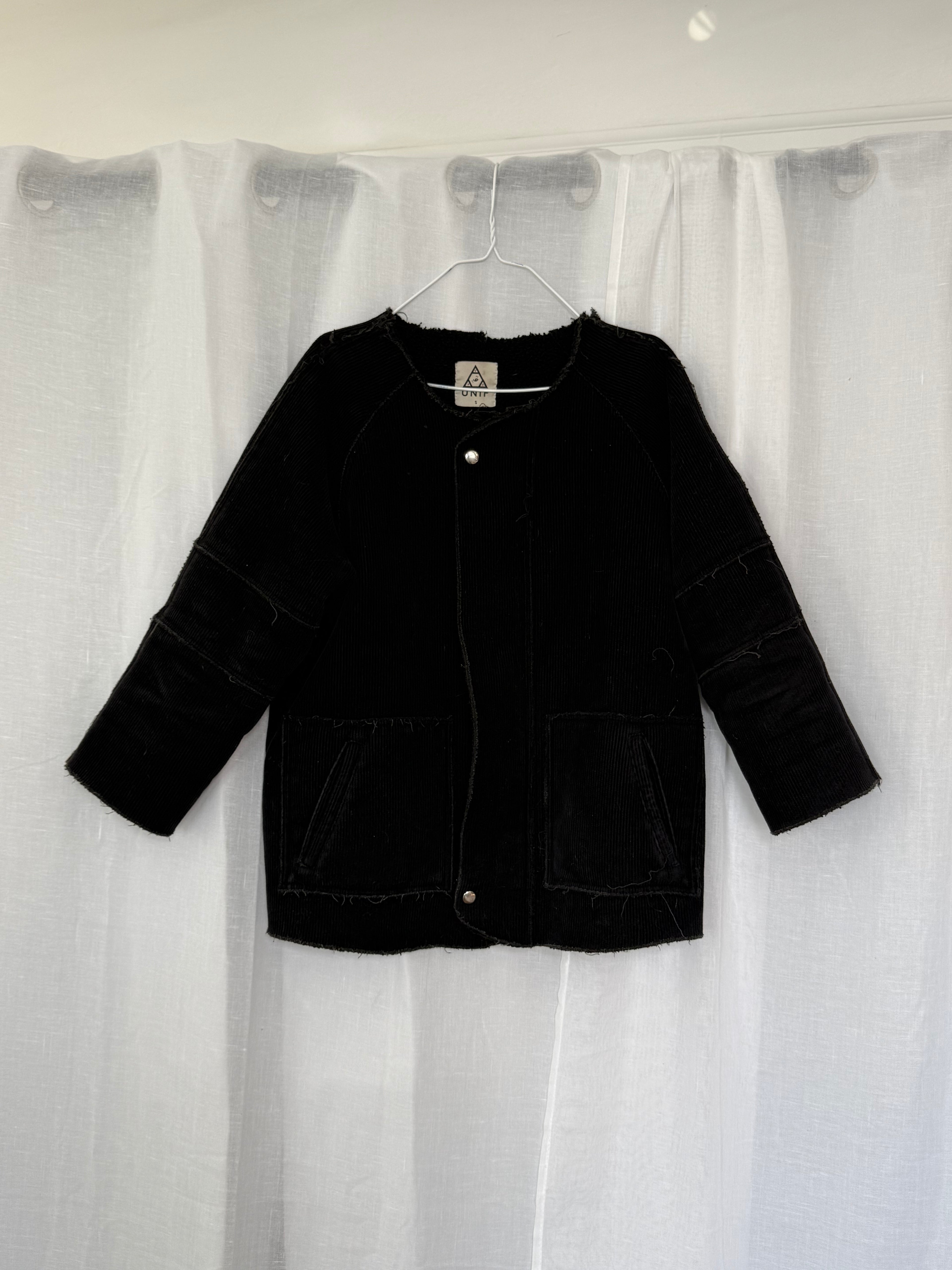 unif black corduroy sherpa-lined jacket