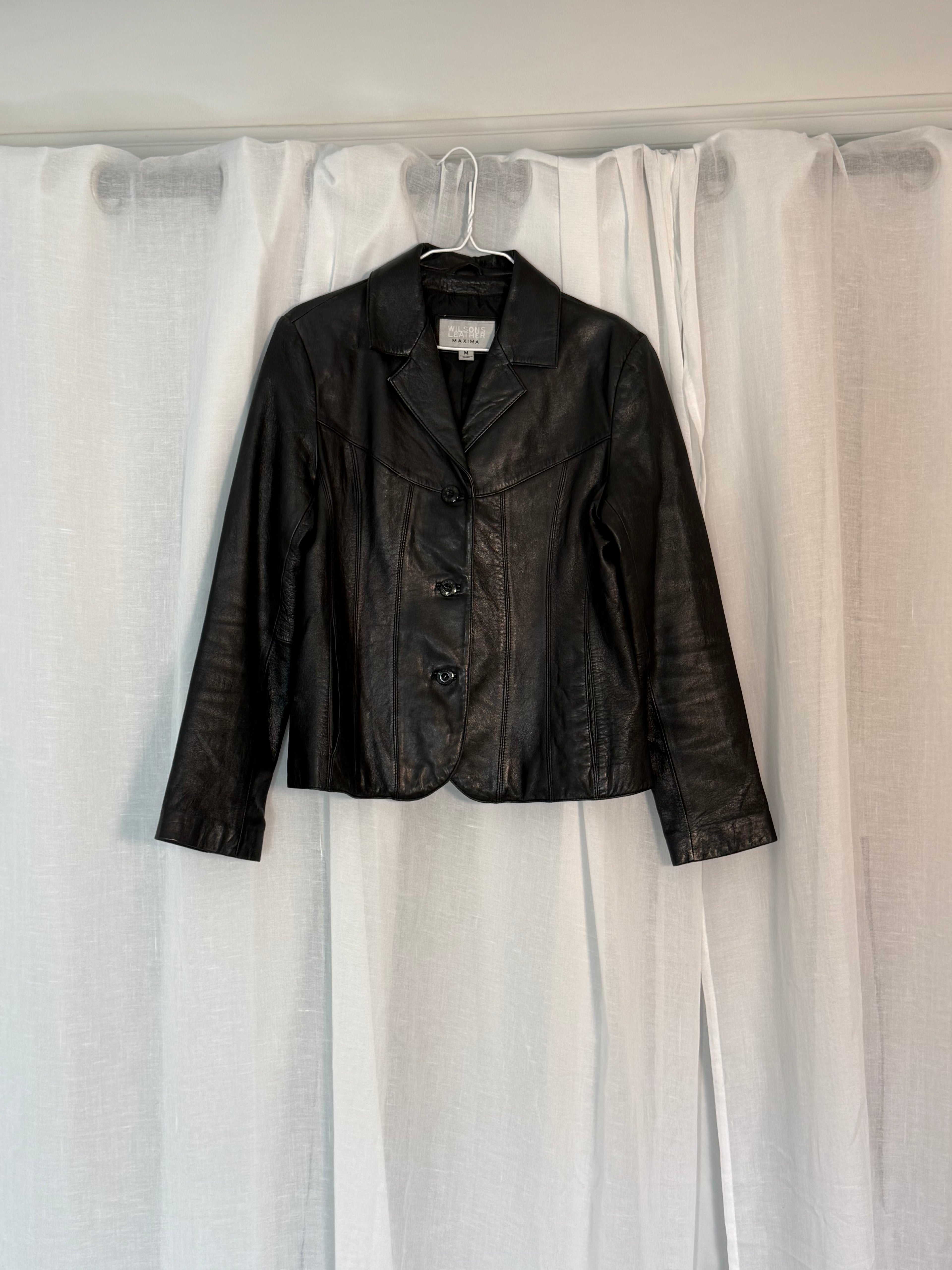 ✧ ʚ vintage wilsons leather maxima black blazer ɞ ✧