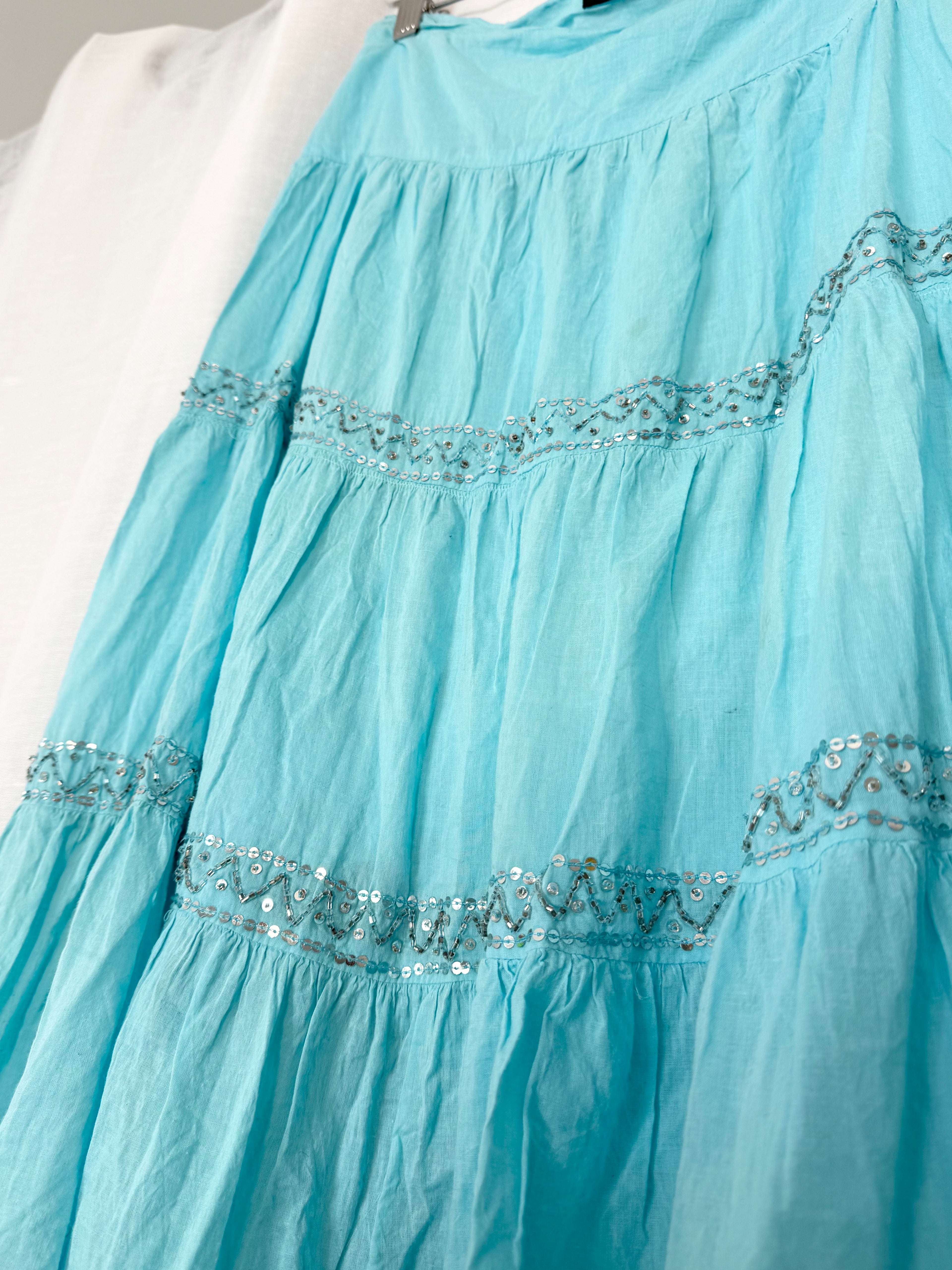 ✦ aqua sequin tiered skirt ✦