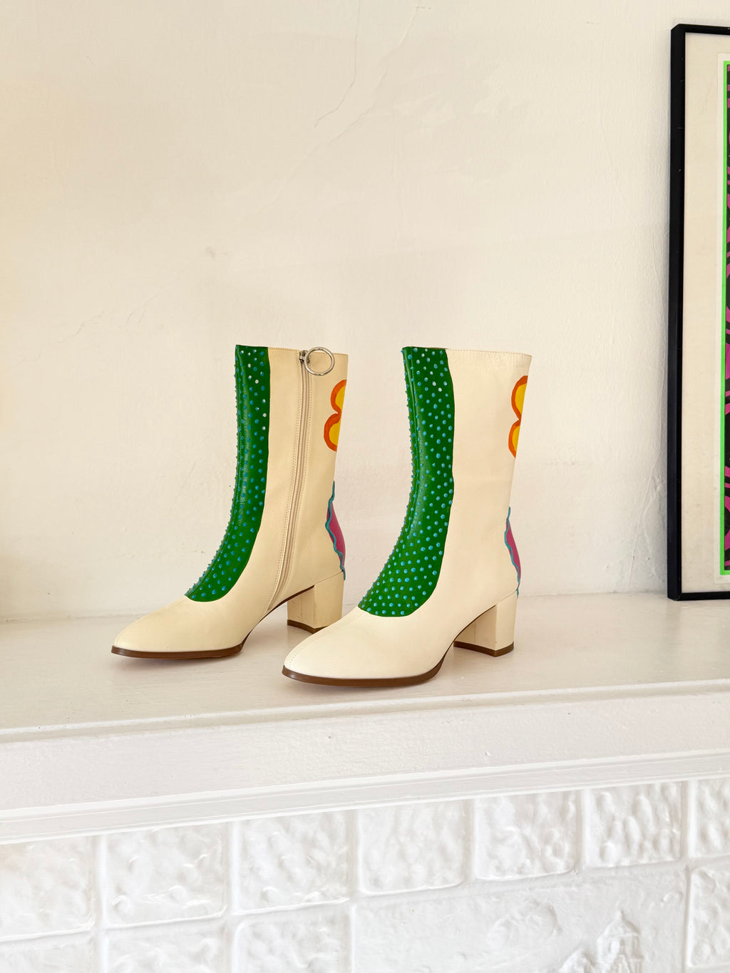 hand painted mod boots (size 8.5 or 9)