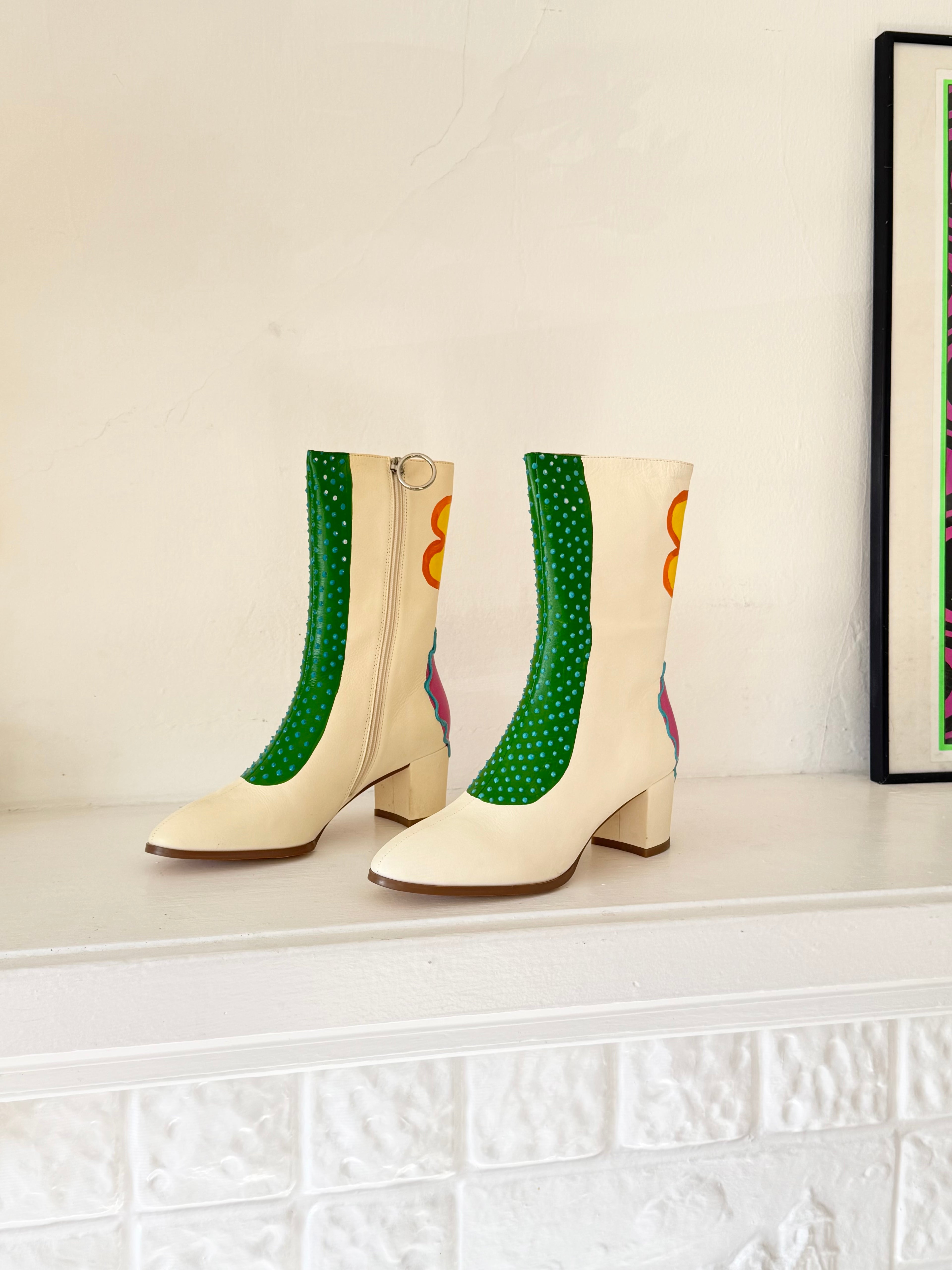 hand painted mod boots (size 8.5 or 9)