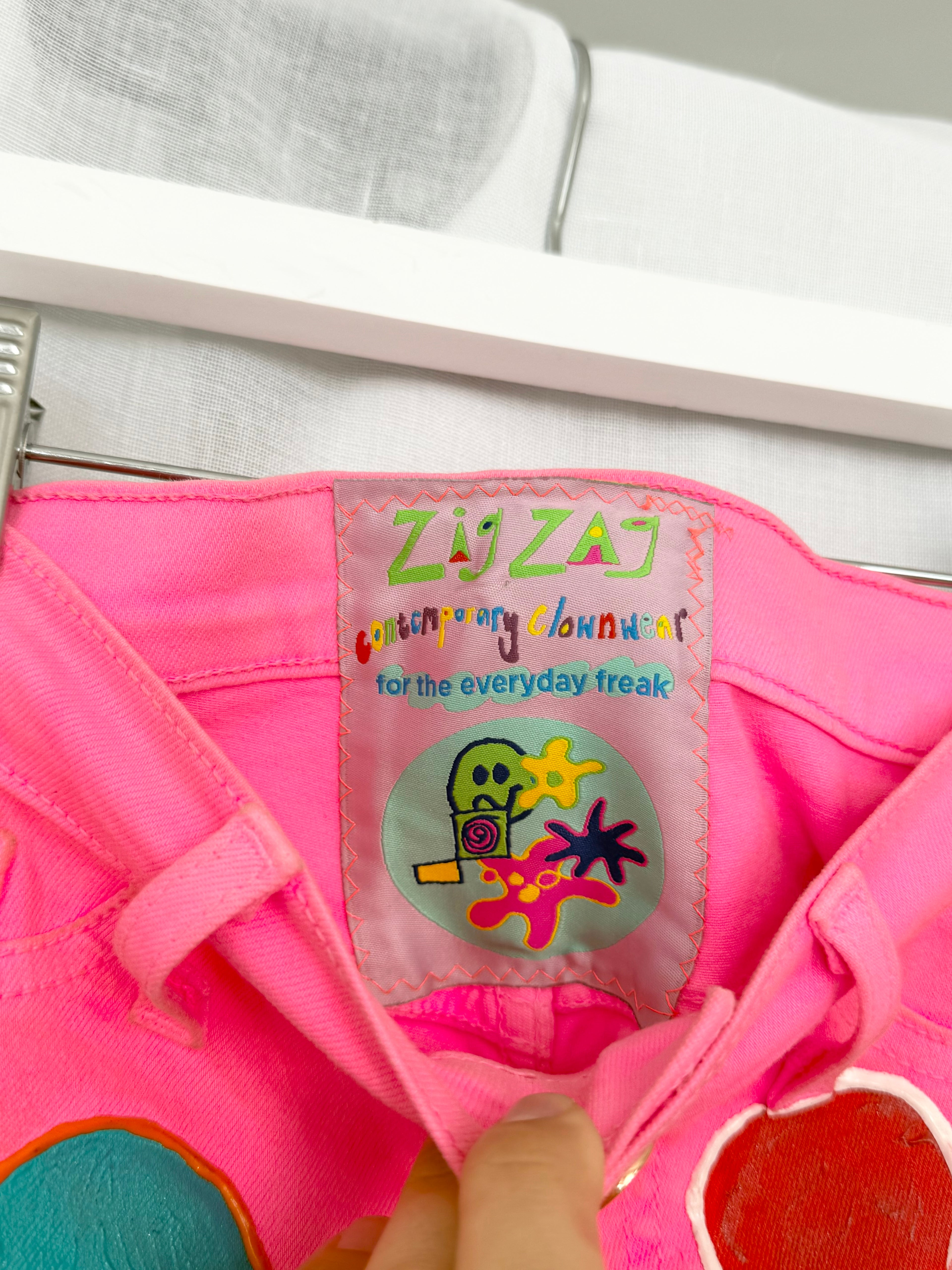 neon polka dot denim micro shorts