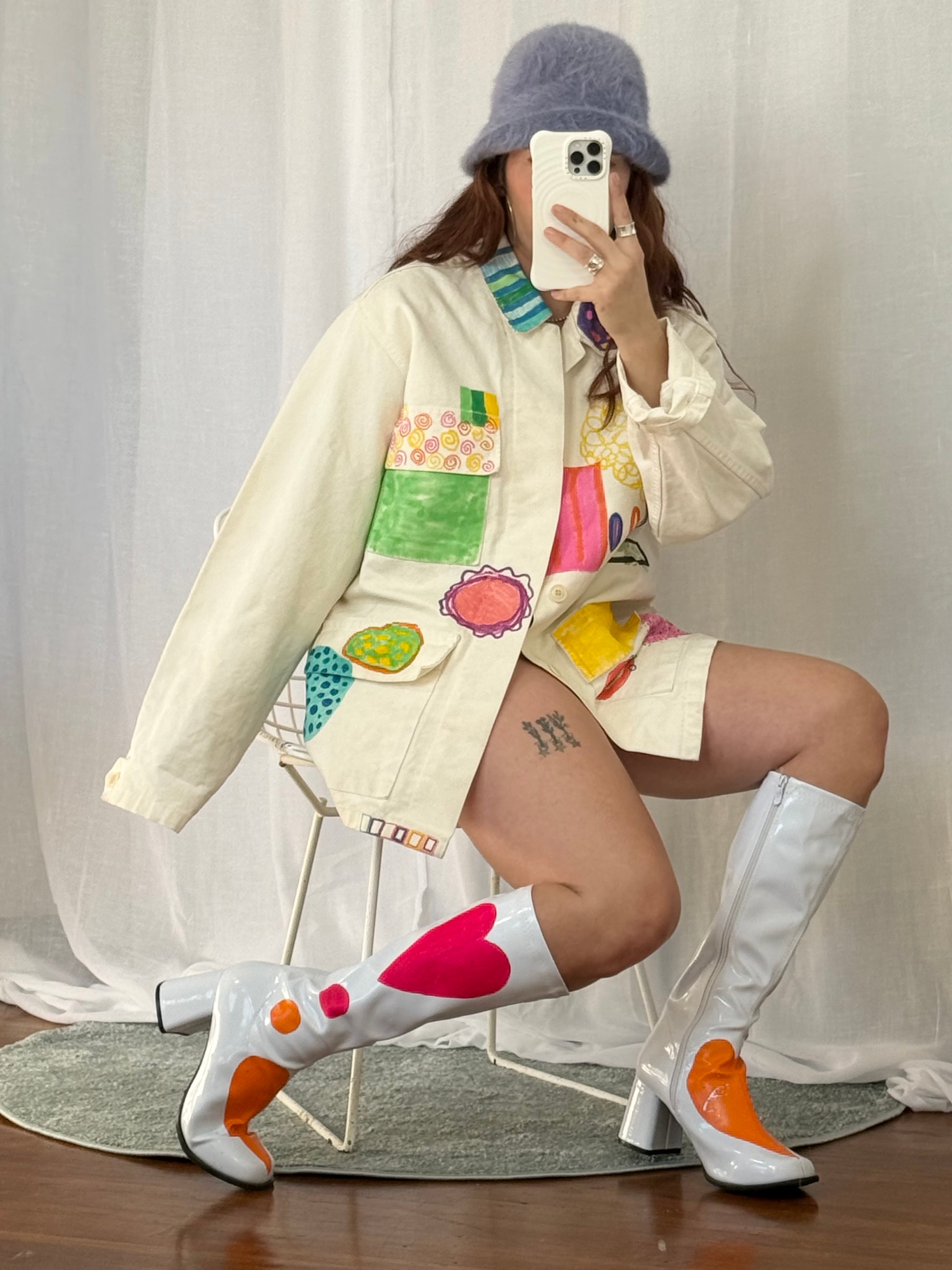 hand-painted reworked LA Apparel military jacket