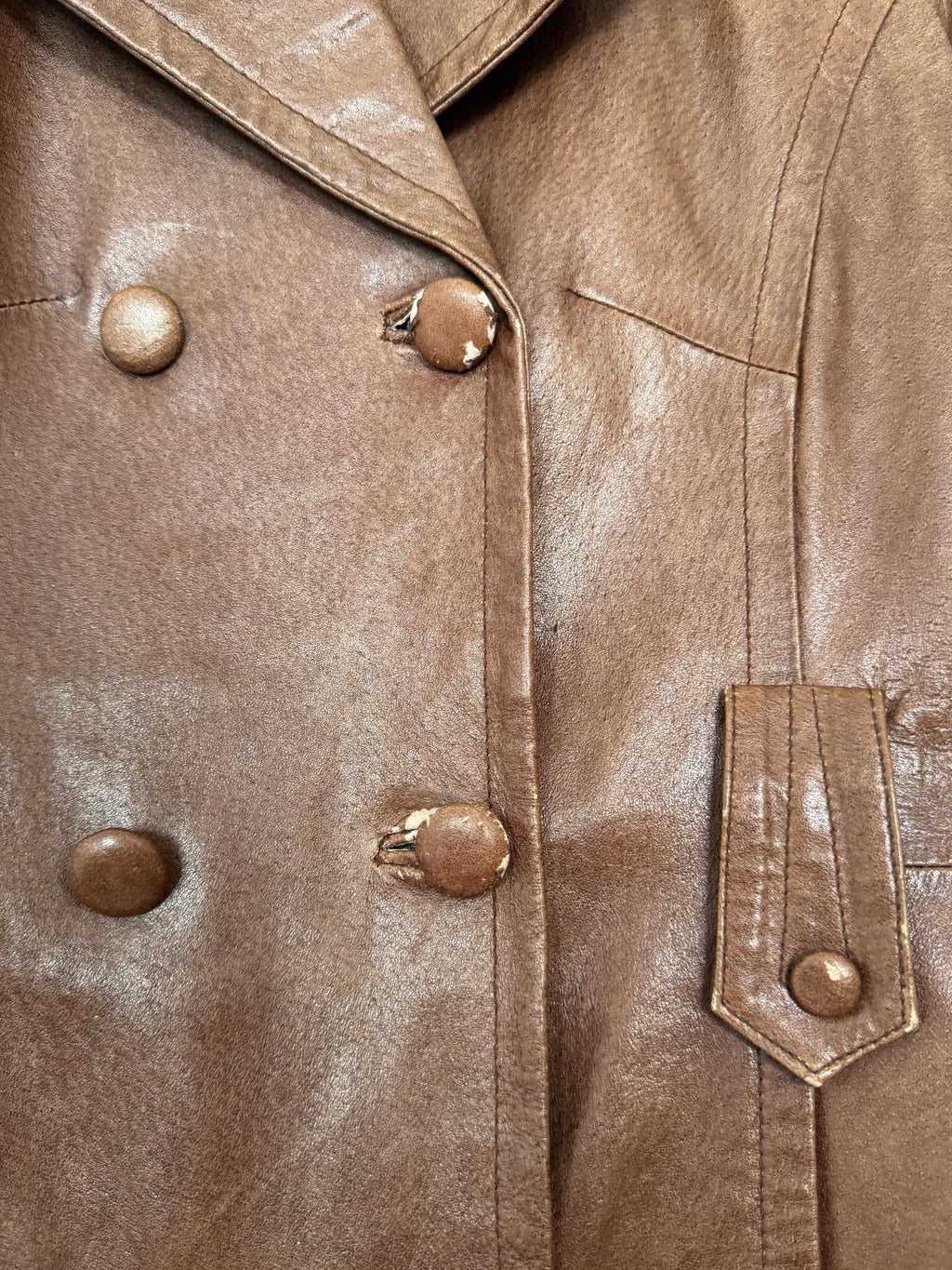 vintage Y2K brown faux leather peacoat jacket