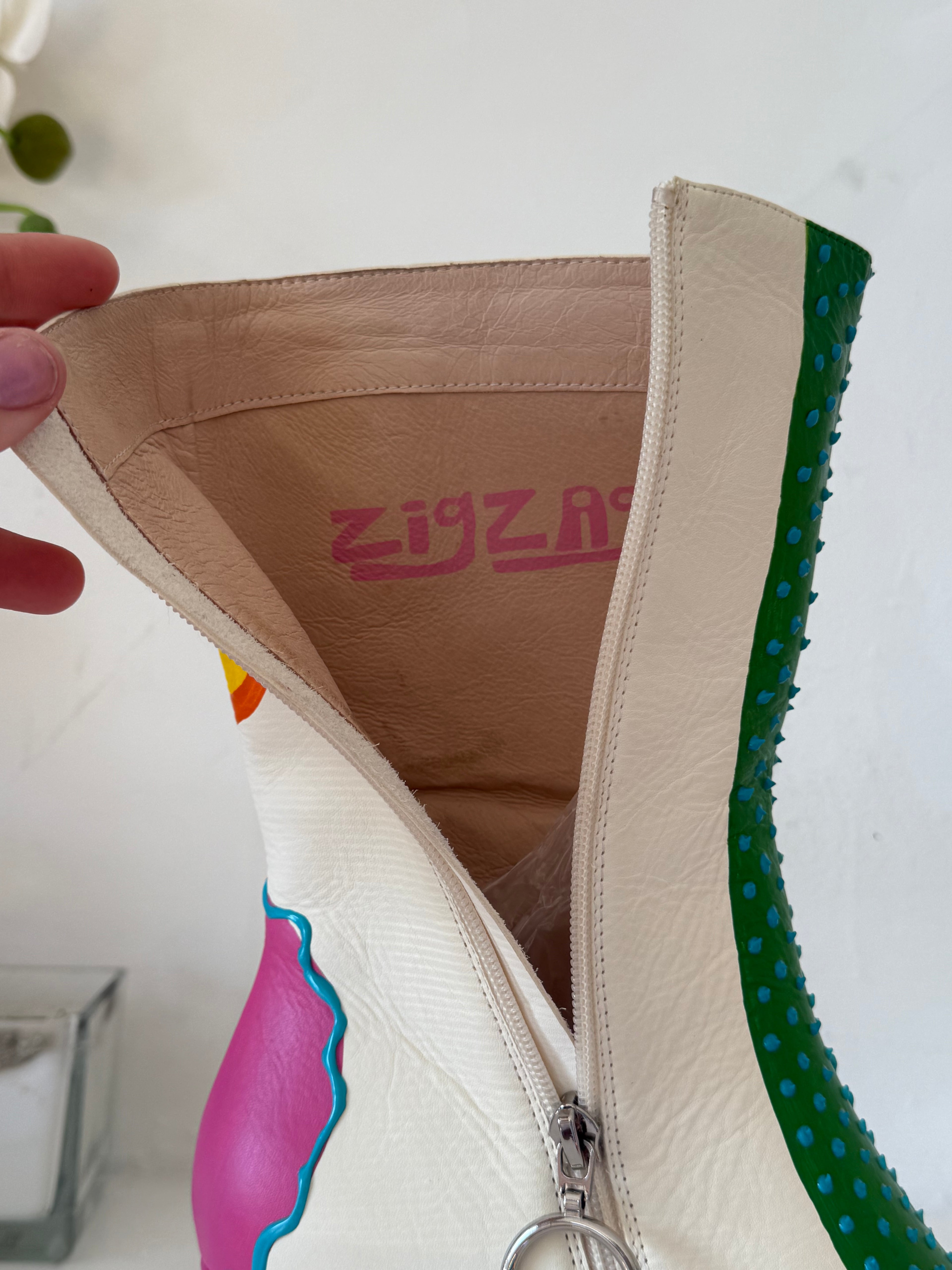 hand painted mod boots (size 8.5 or 9)