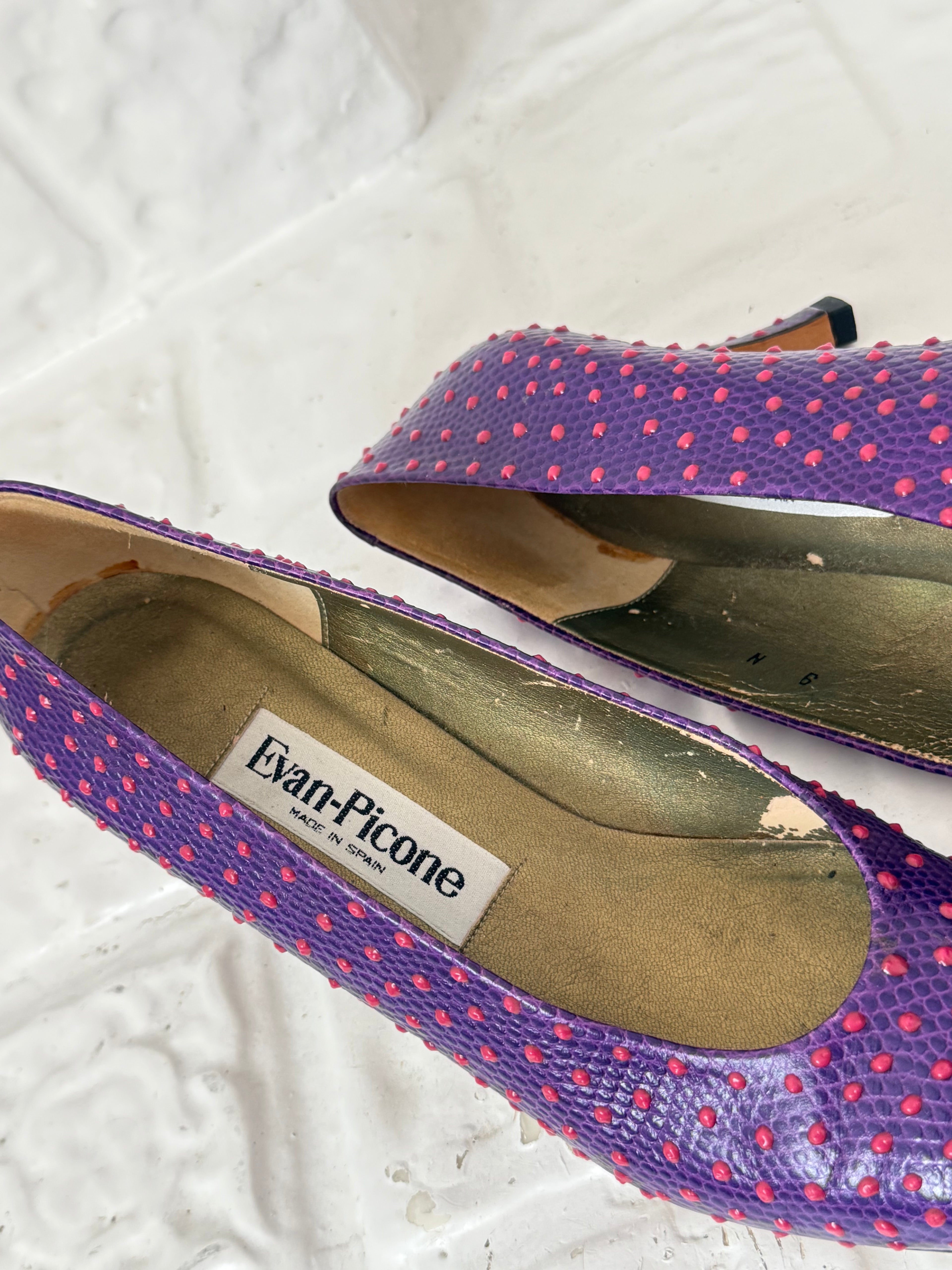 ✧ neon polka dot kitten heels ⋆ (size 8.5)