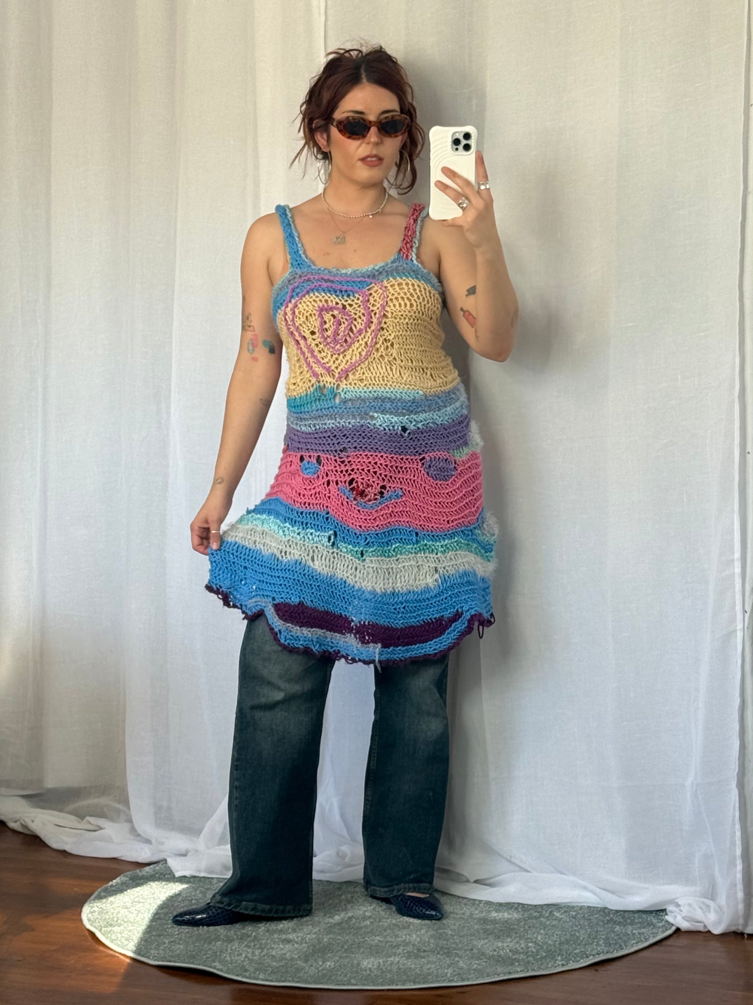 ♡ handmade recycled cotton crochet patchwork dress ♡