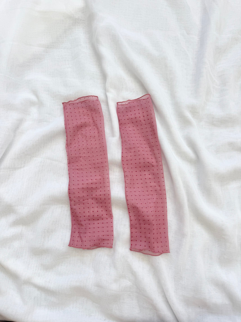 ✿ dusty pink sheer polka dot mesh socks •