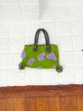 crochet green purple cow print mini bag✦