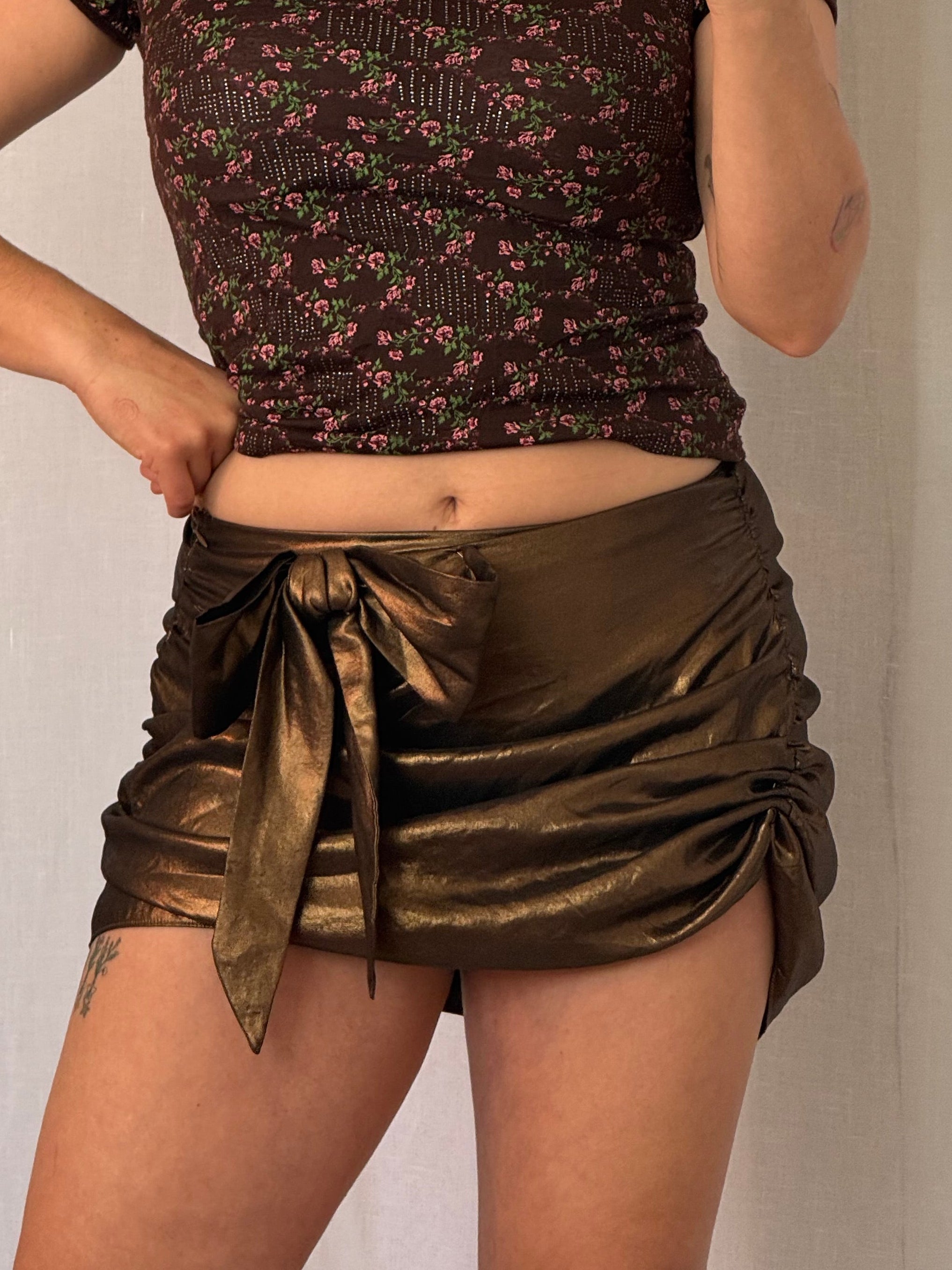 metallic brown mini skirt ✦ - 30”
