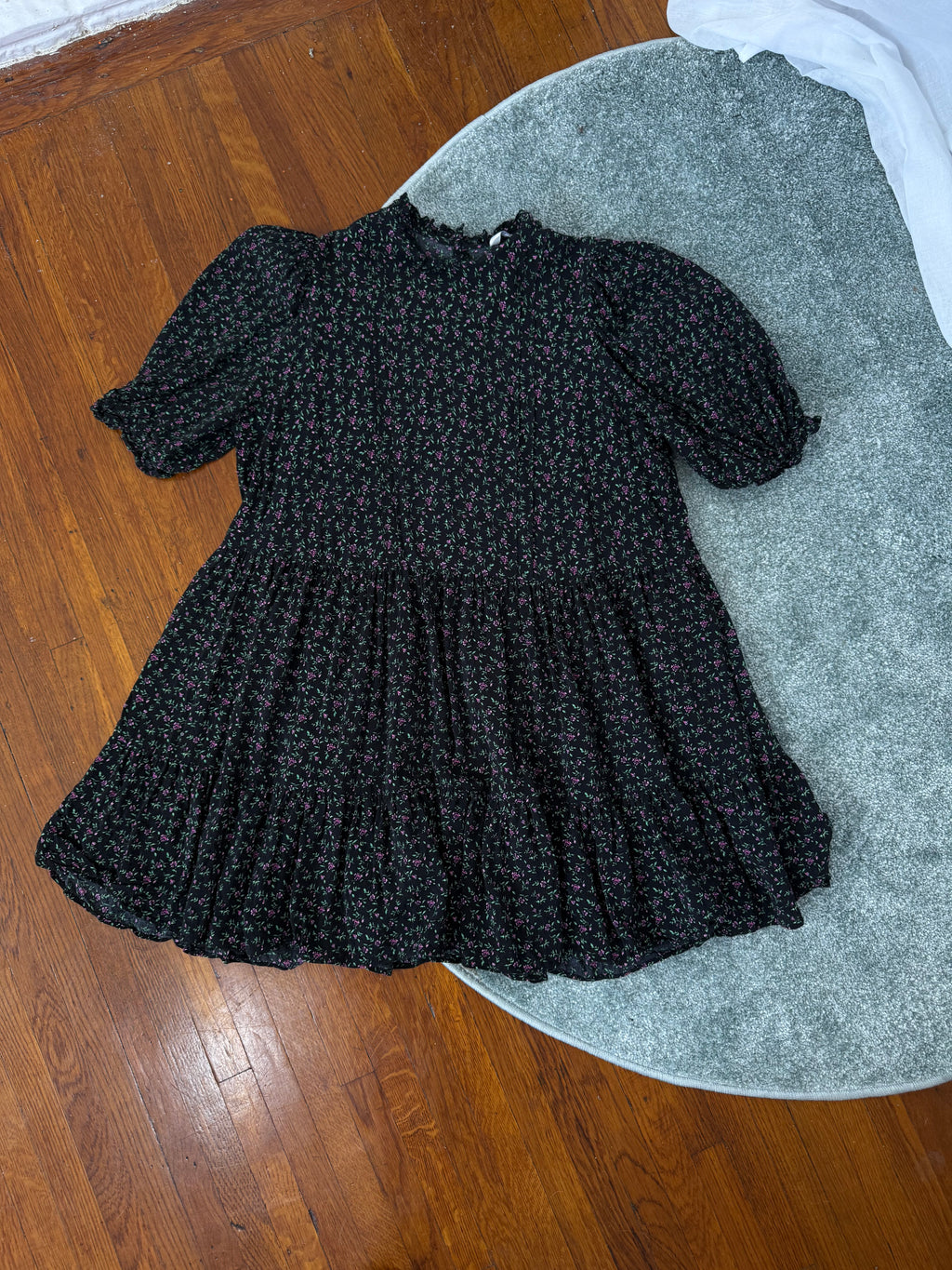 zara black floral babydoll dress ♡