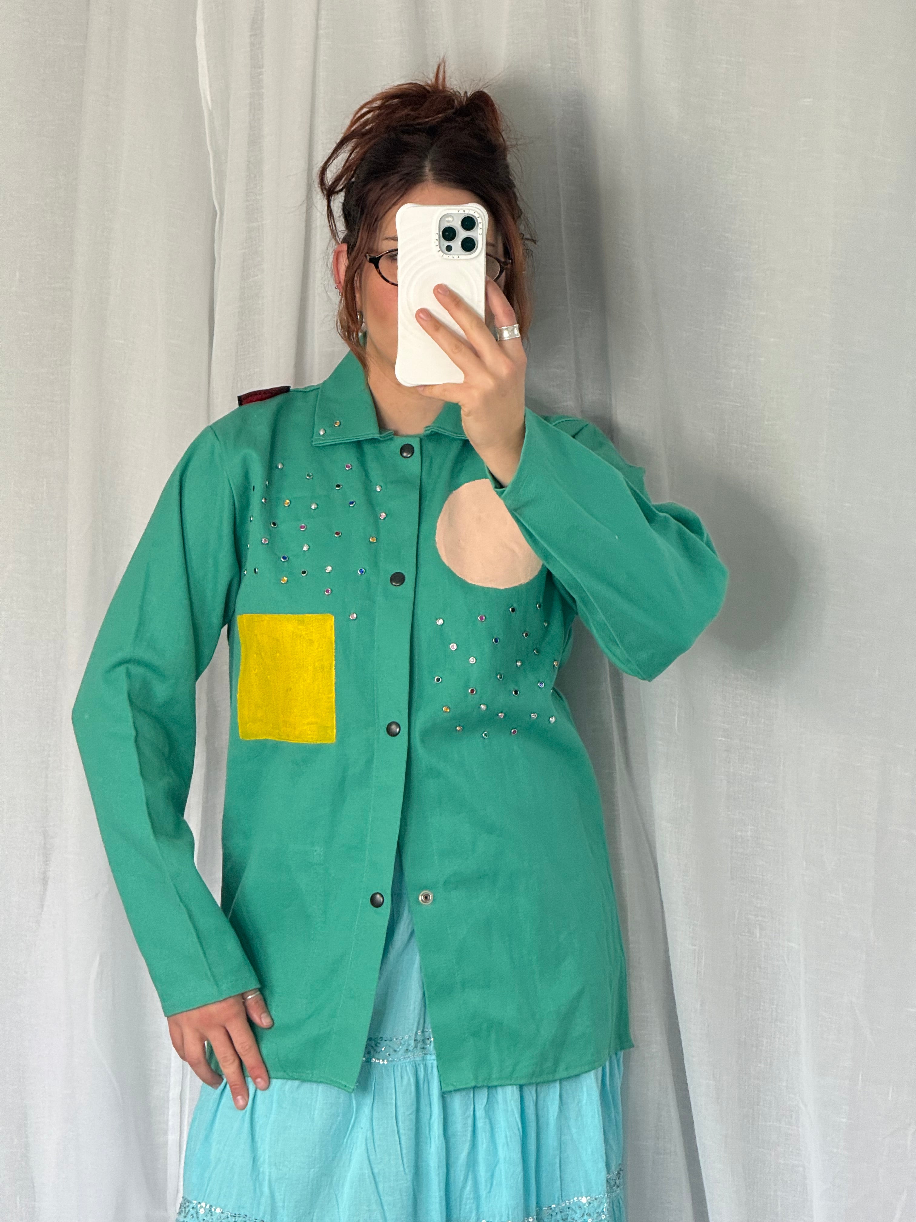 ✦ hand painted + rhinestone work jacket ✦