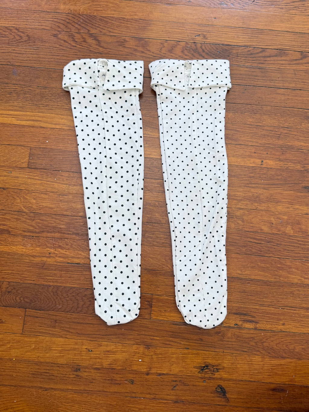 ✿ polka dot button cuff knee high socks •