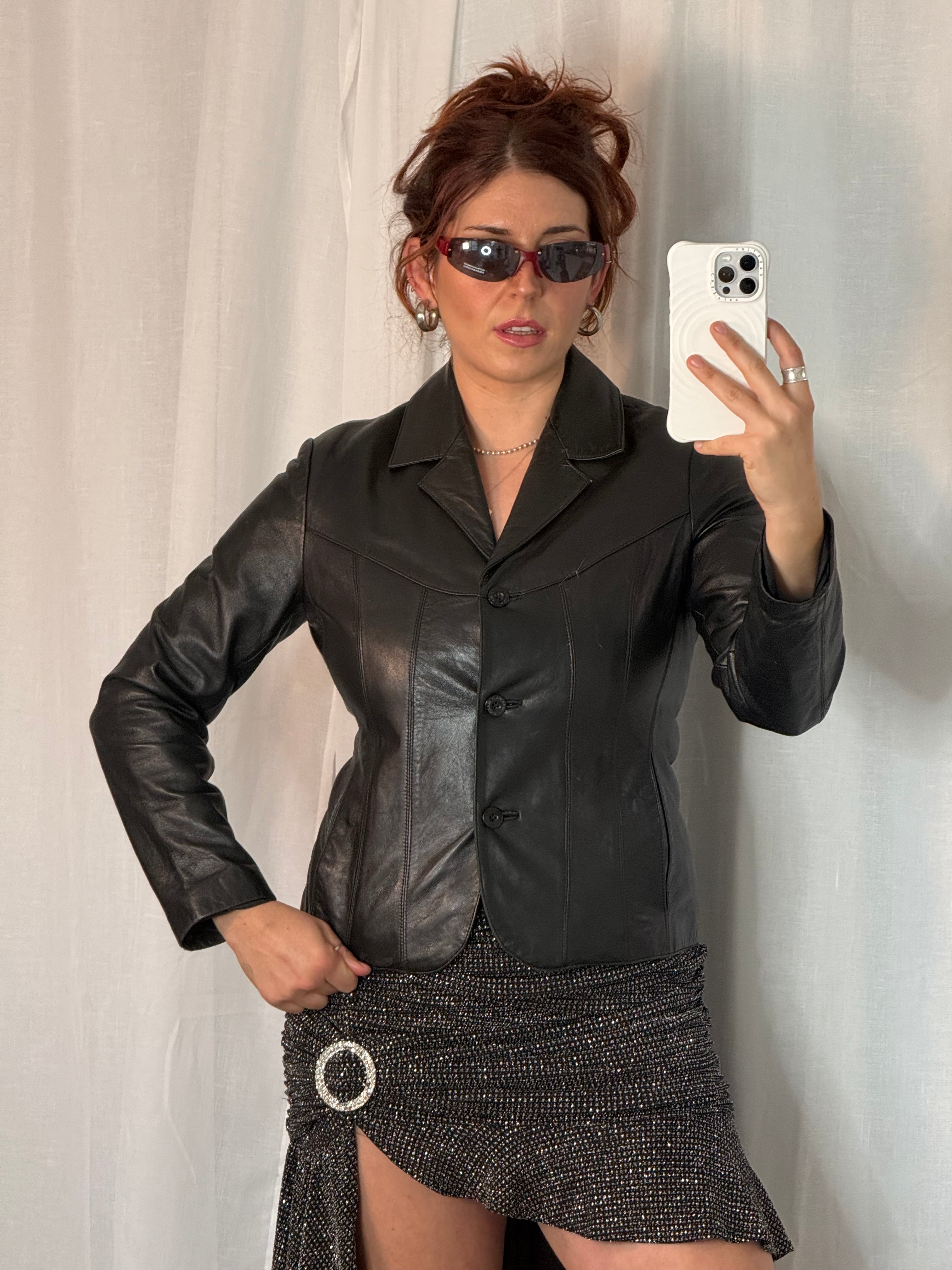 ✧ ʚ vintage wilsons leather maxima black blazer ɞ ✧